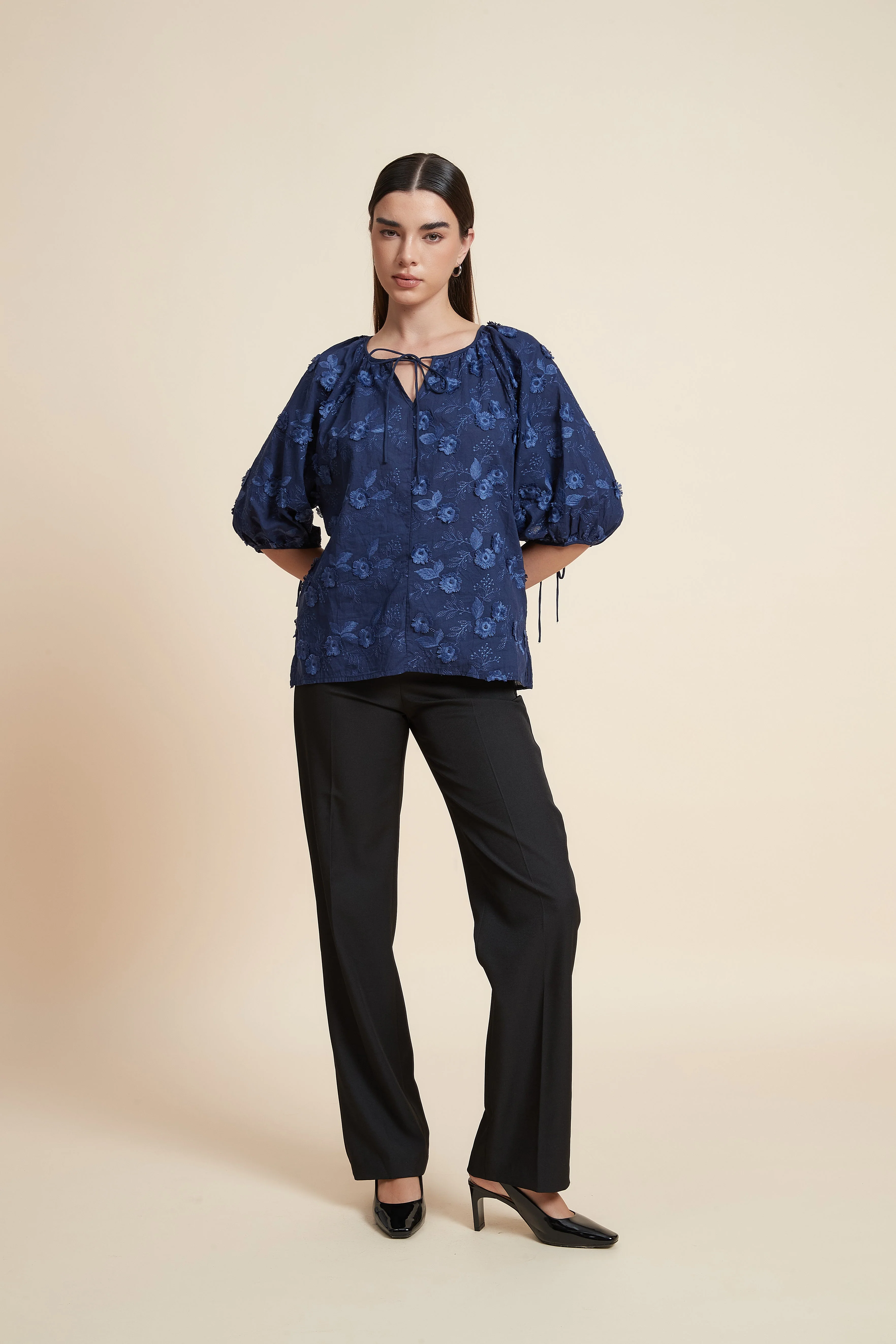 Printed Short Sleeve Blouse - Image 3