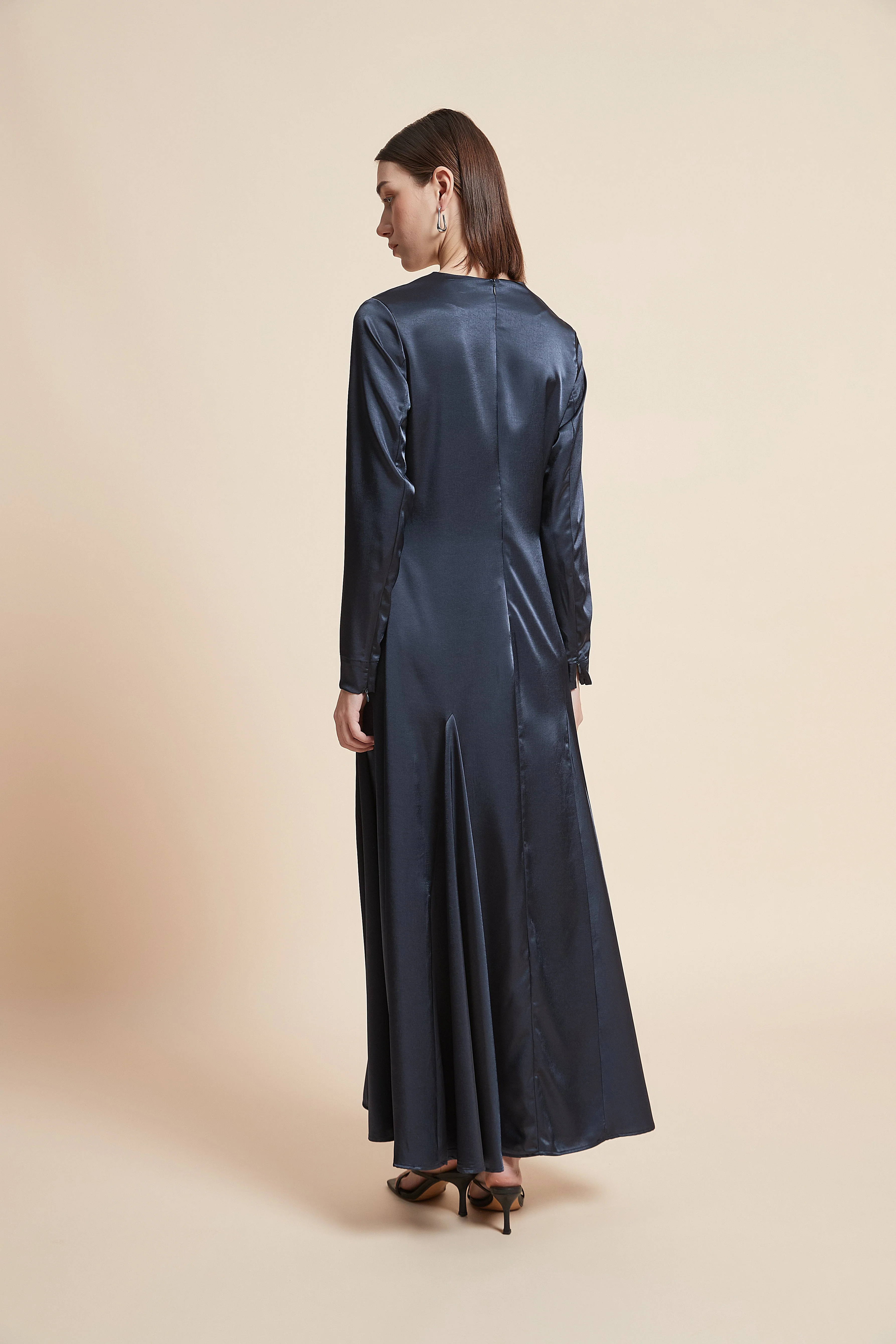 Solid Long Sleeve Midi Dress - Image 8