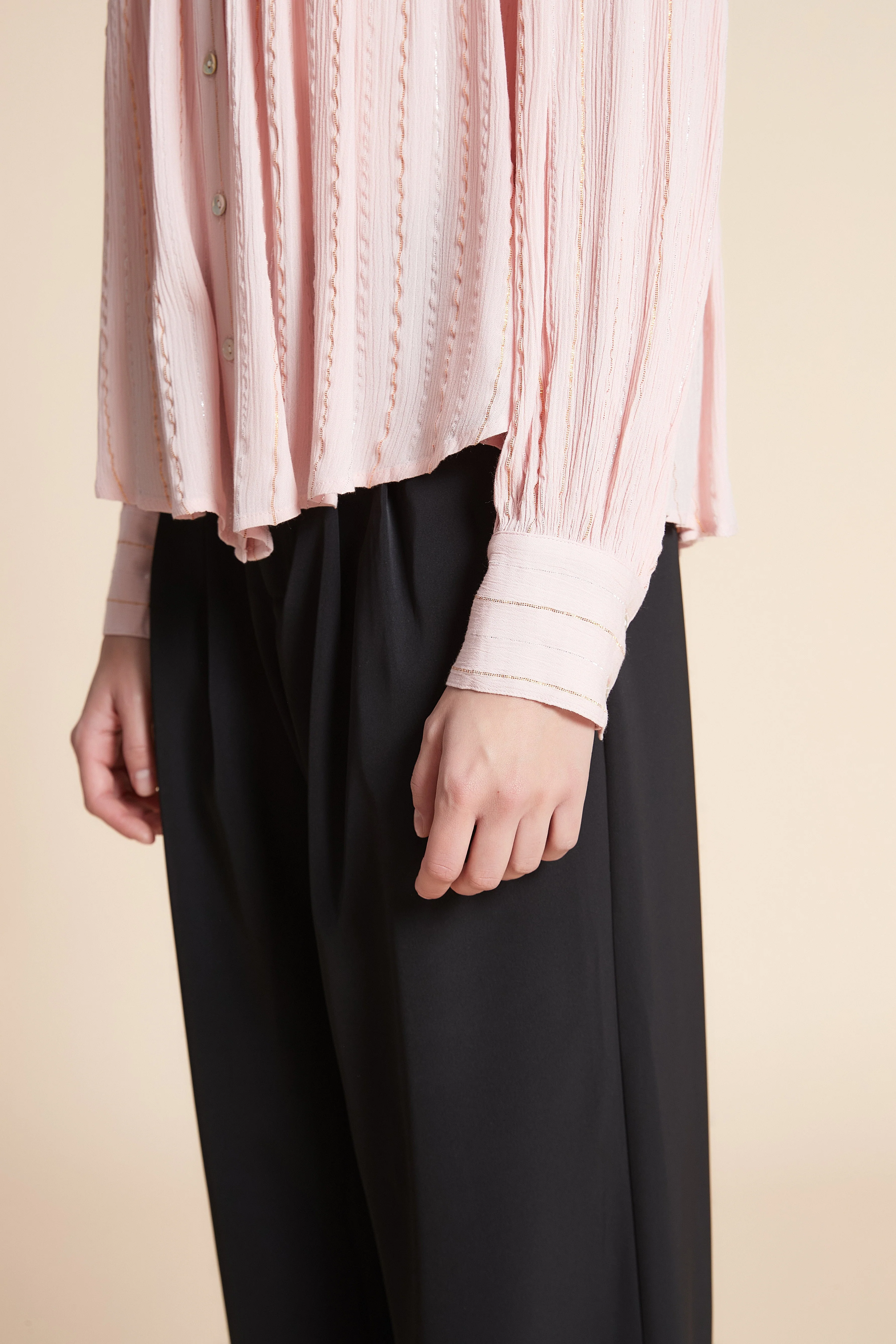 Solid Long Sleeve Mid-Length Blouse - Image 5