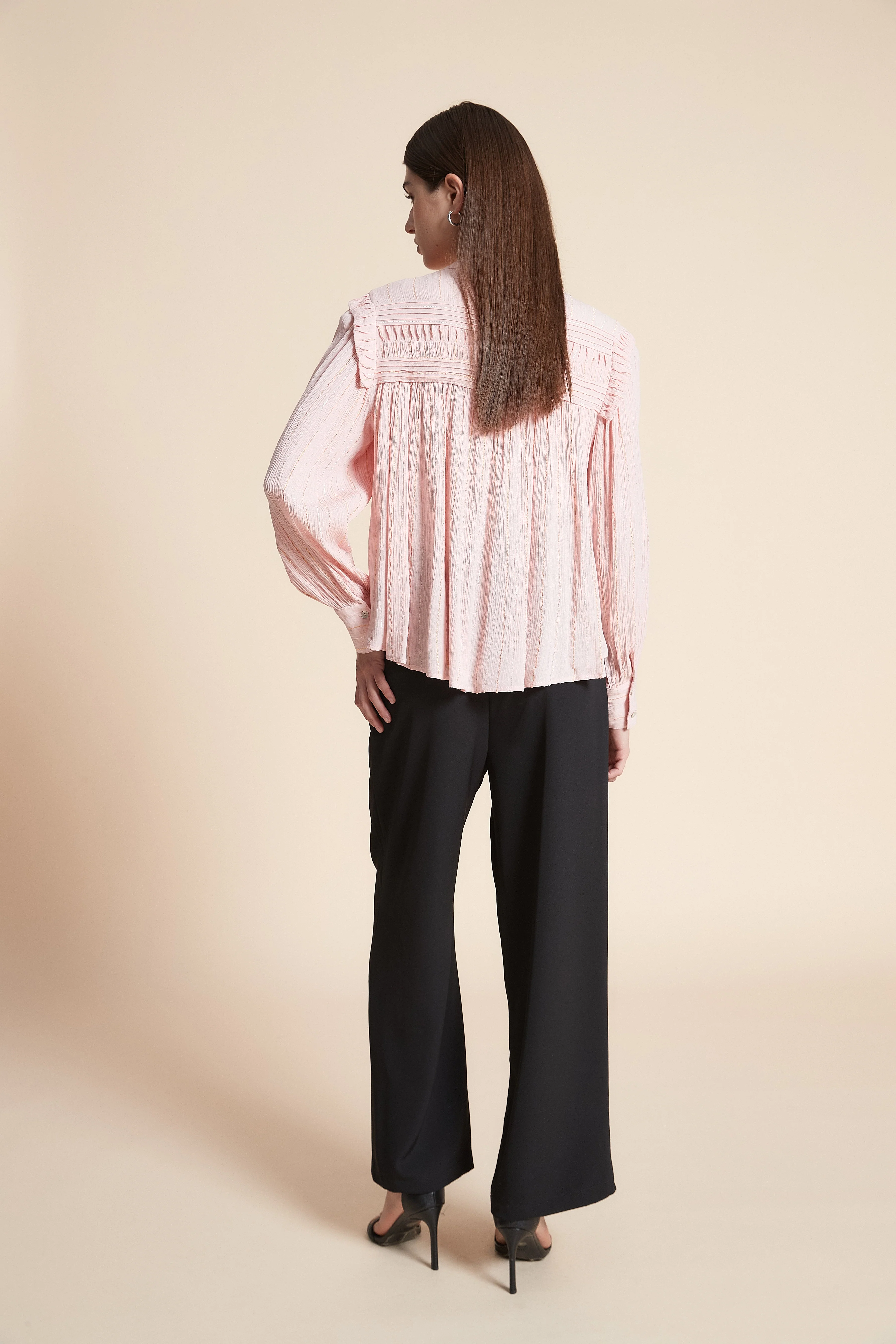 Solid Long Sleeve Mid-Length Blouse - Image 6
