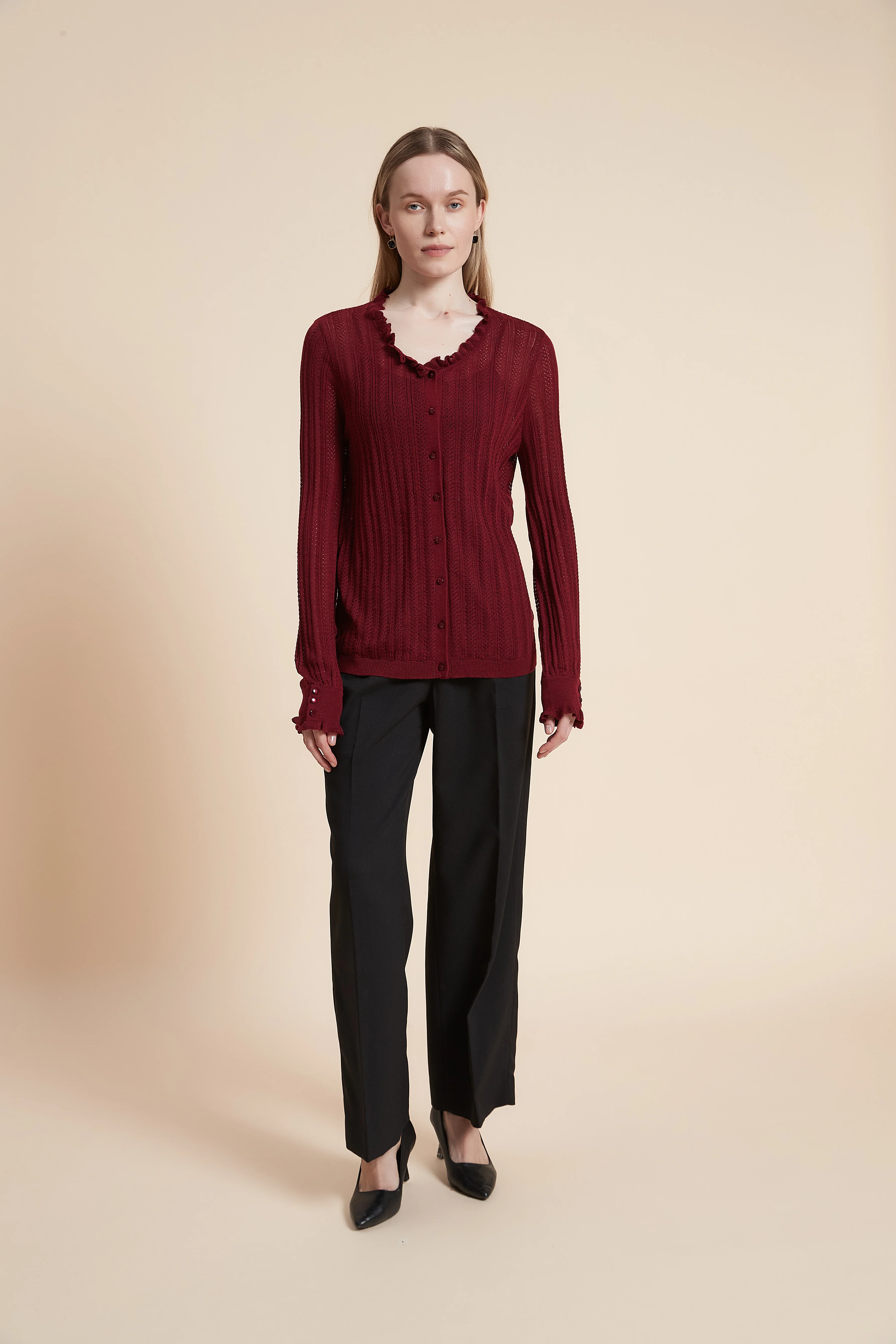 Long Sleeve Waist-Length Cardigan - Image 4