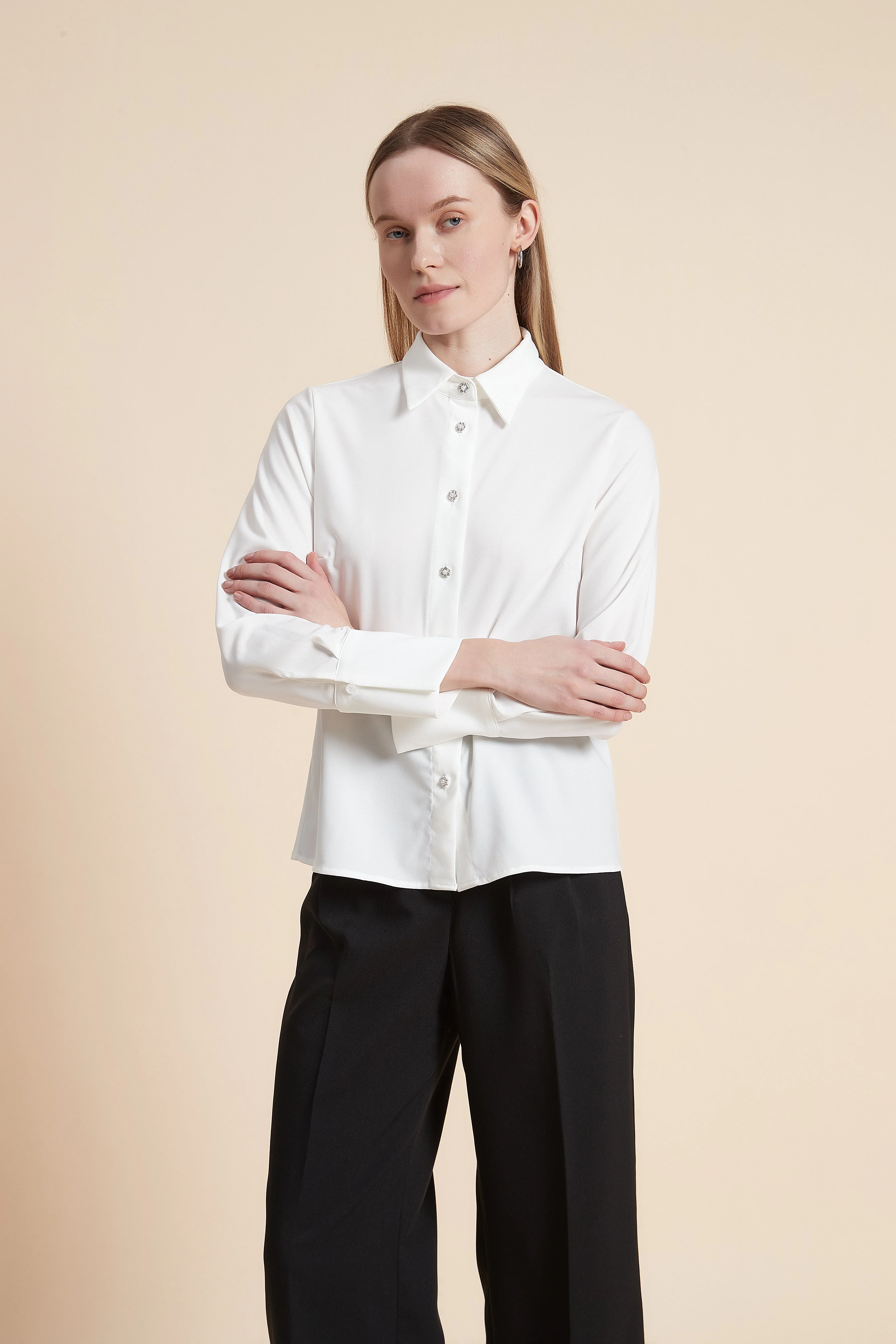 Plain Long Sleeve Shirt with Buttons