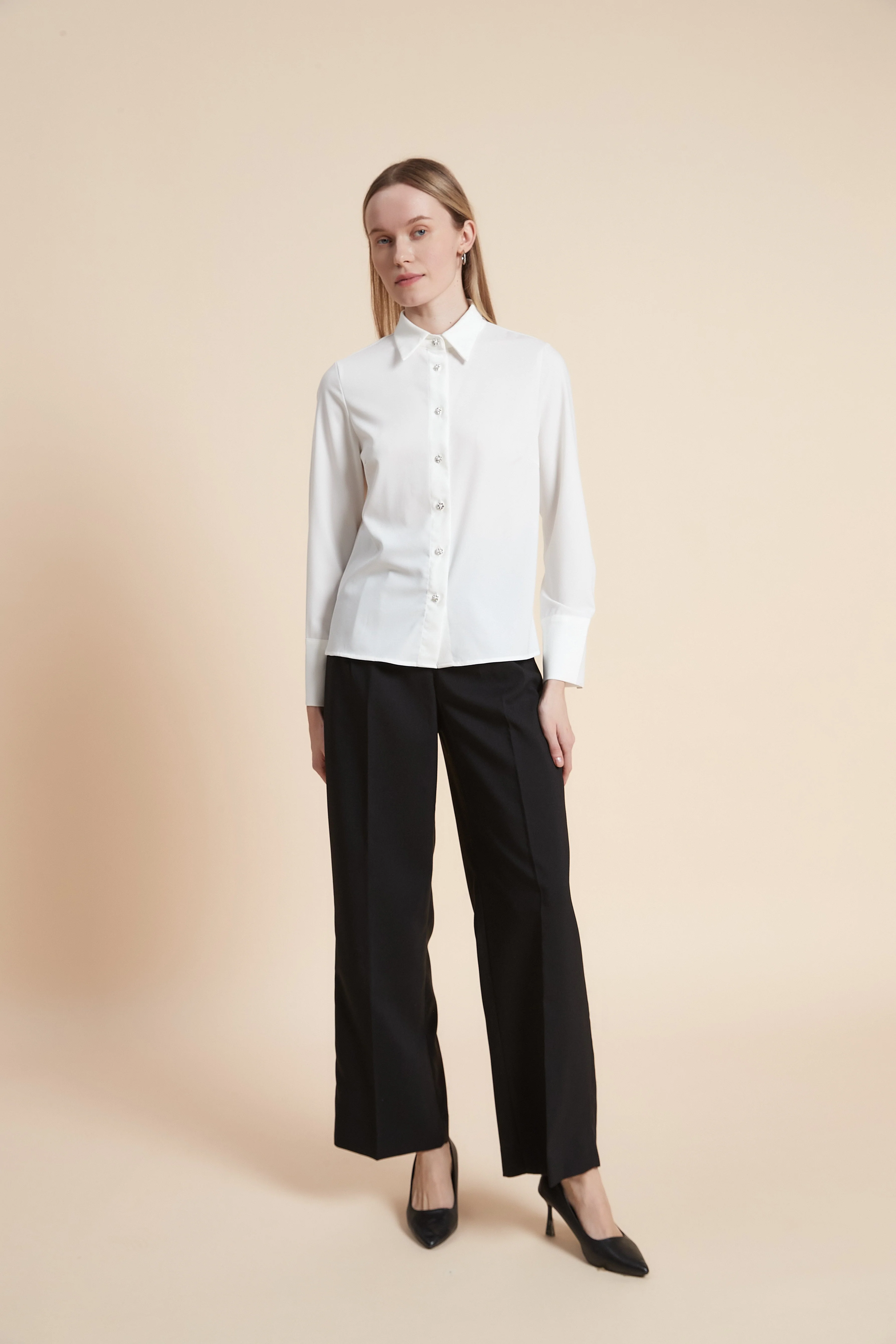 Plain Long Sleeve Shirt with Buttons - Image 4