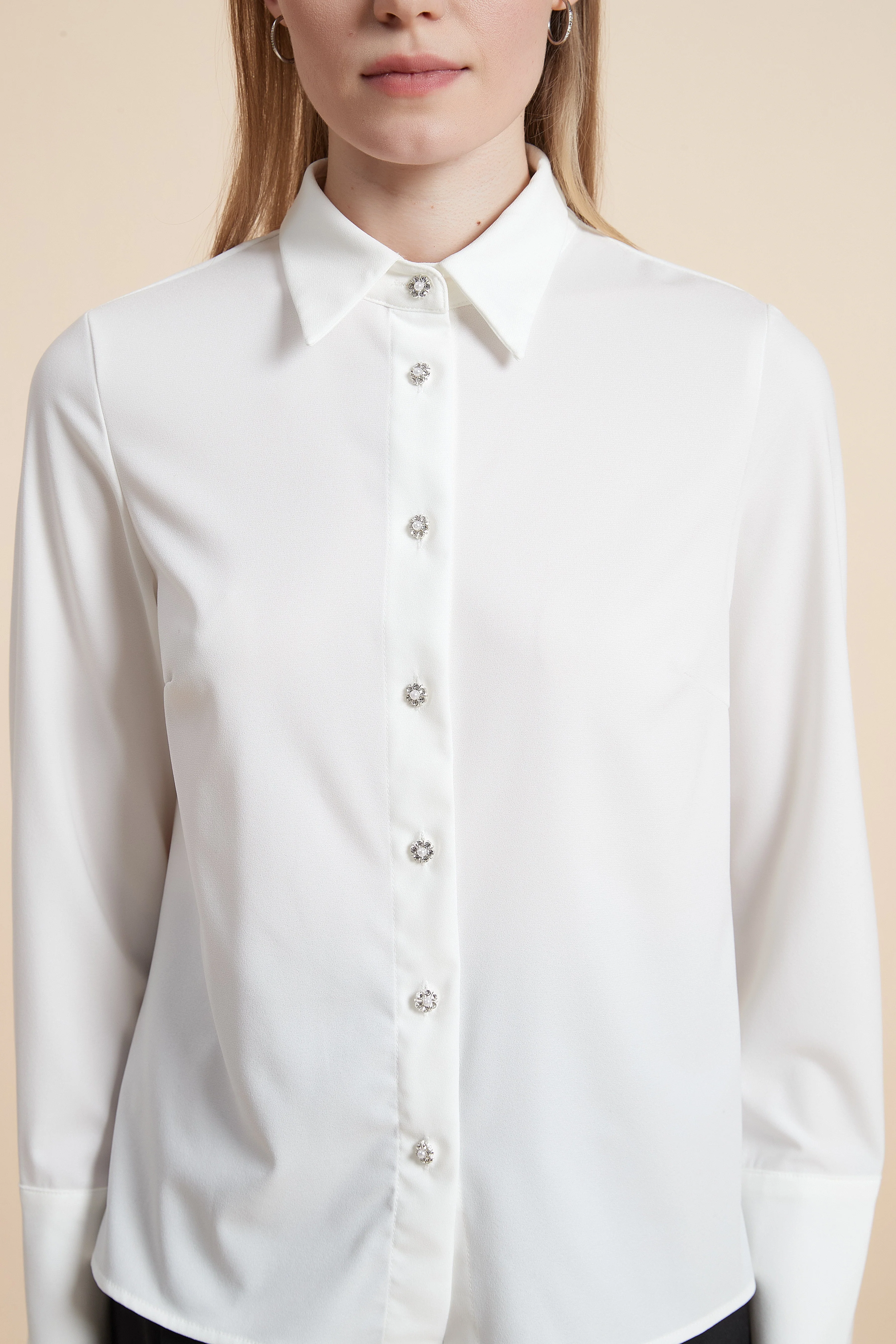 Plain Long Sleeve Shirt with Buttons - Image 6