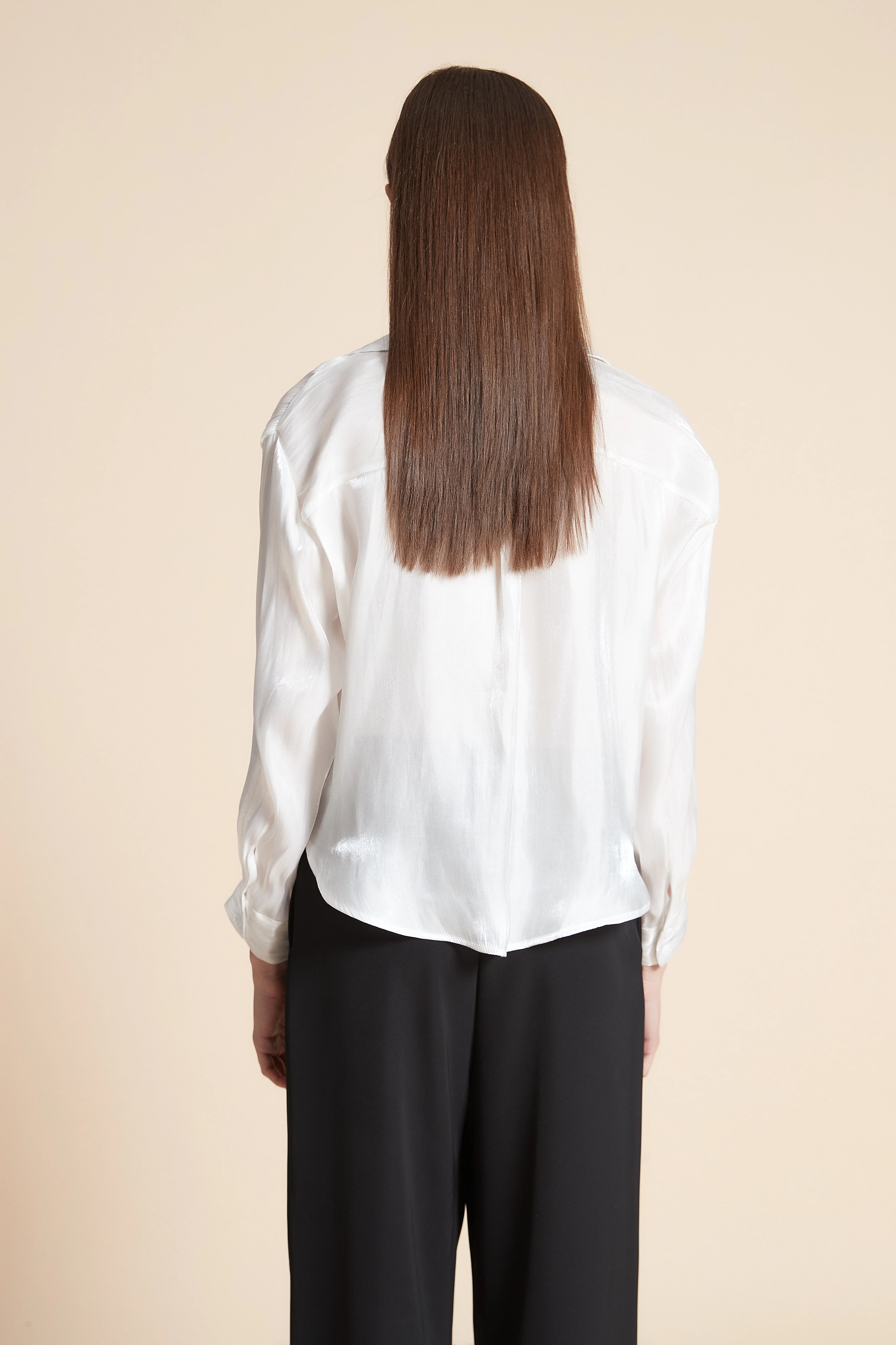 Solid Satin Long Sleeve Blouse - Image 12