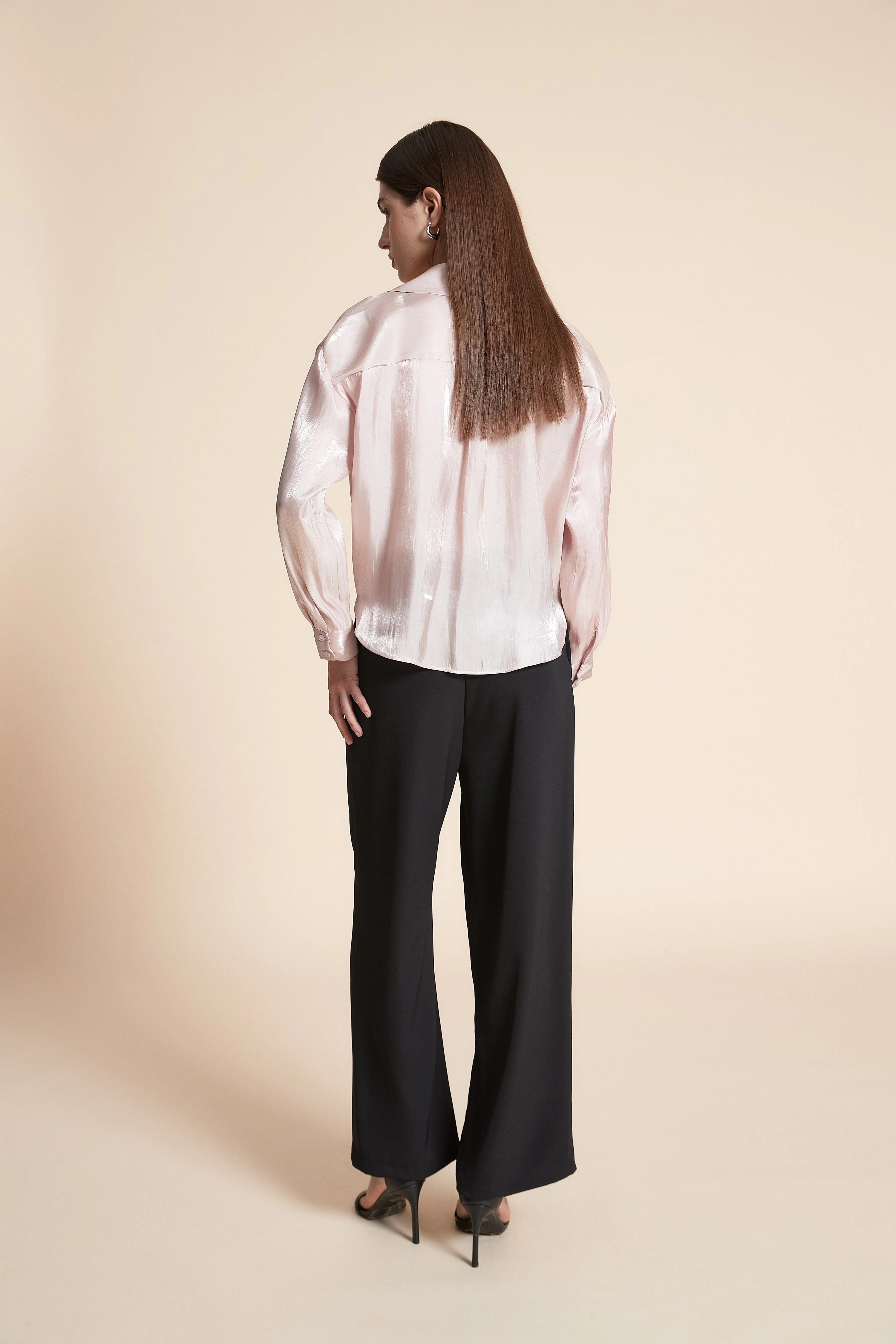 Solid Satin Long Sleeve Blouse - Image 6
