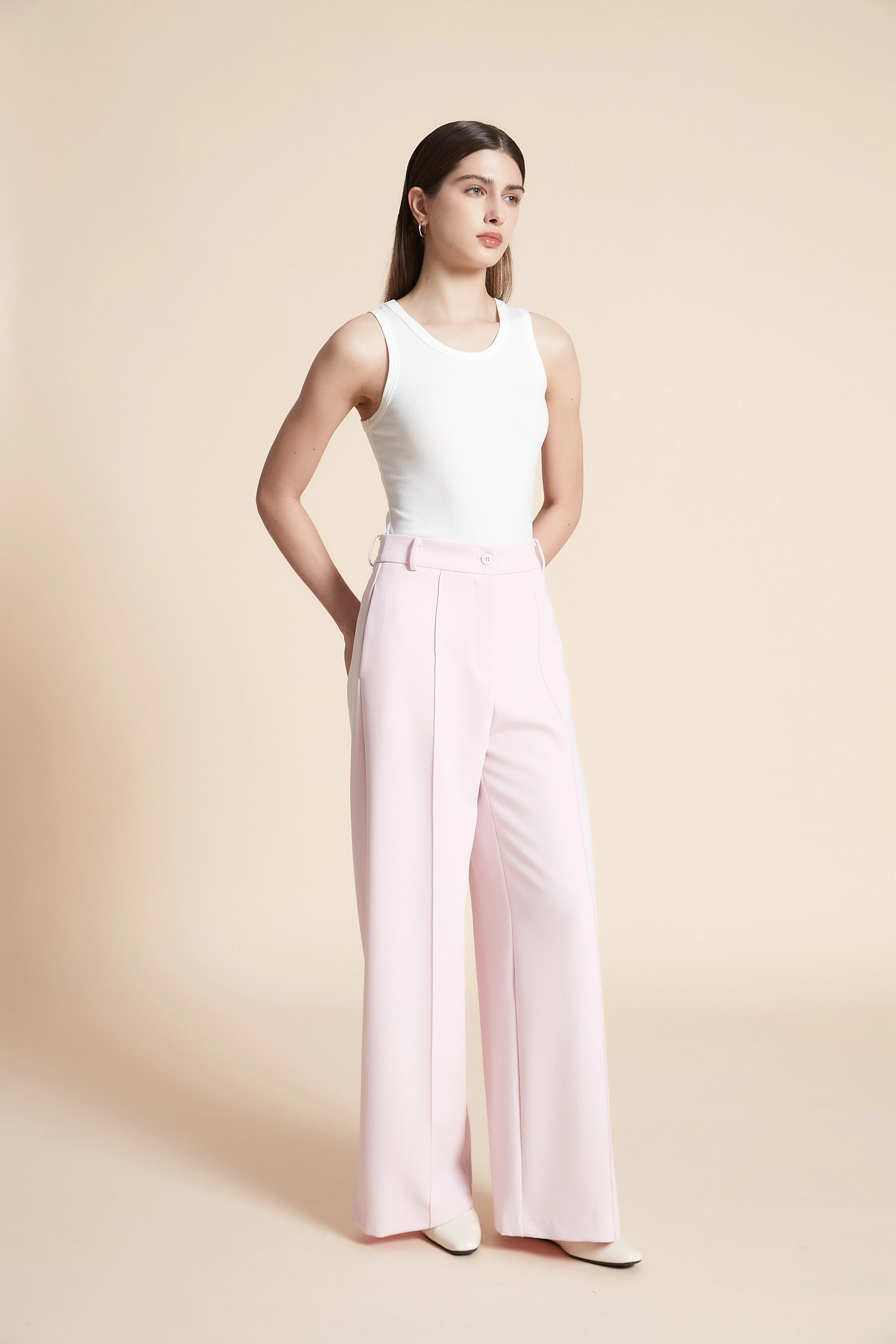 Plain Straight Leg Trousers - Image 3