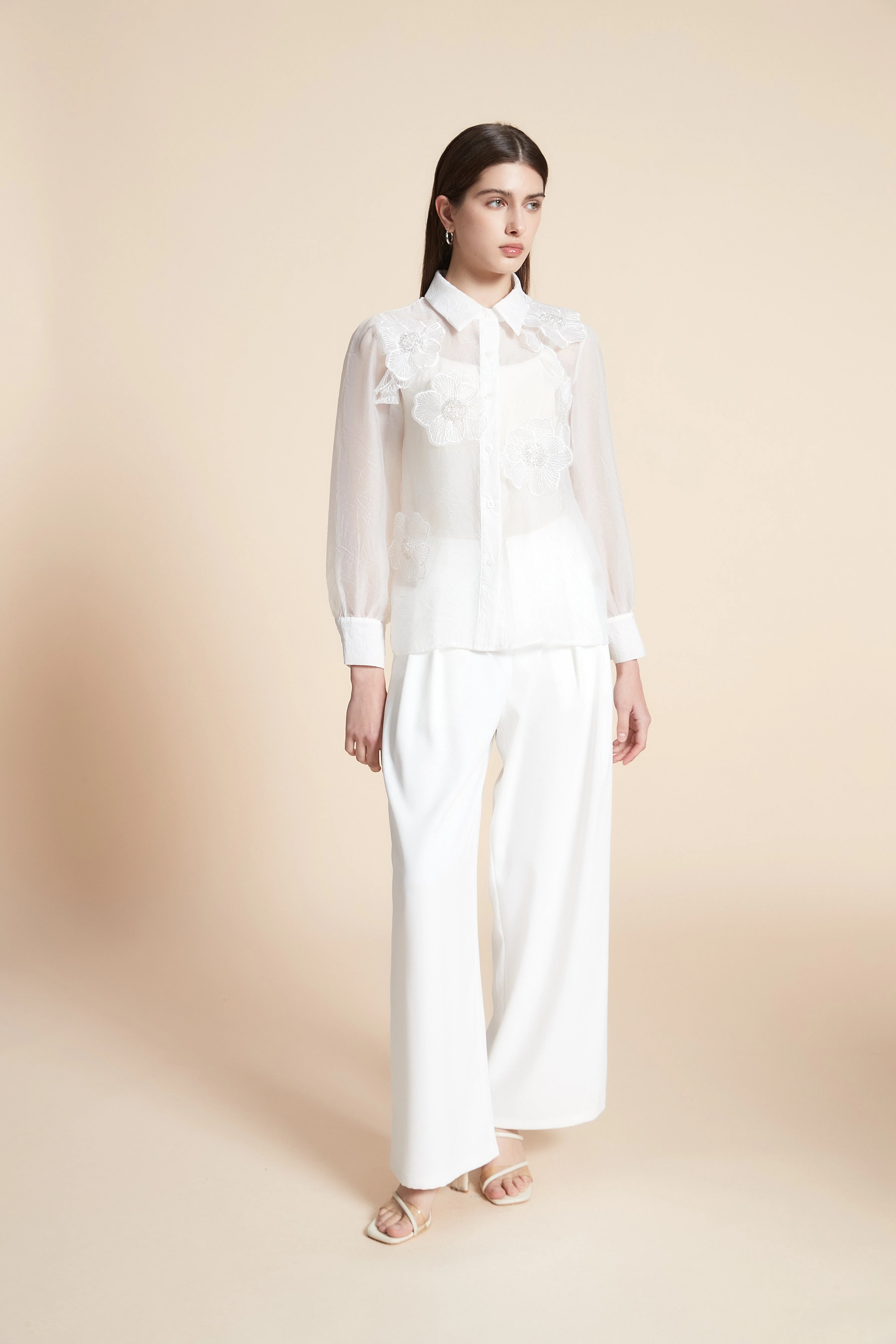 Floral Long Sleeve Waist-Length Shirt - Image 2