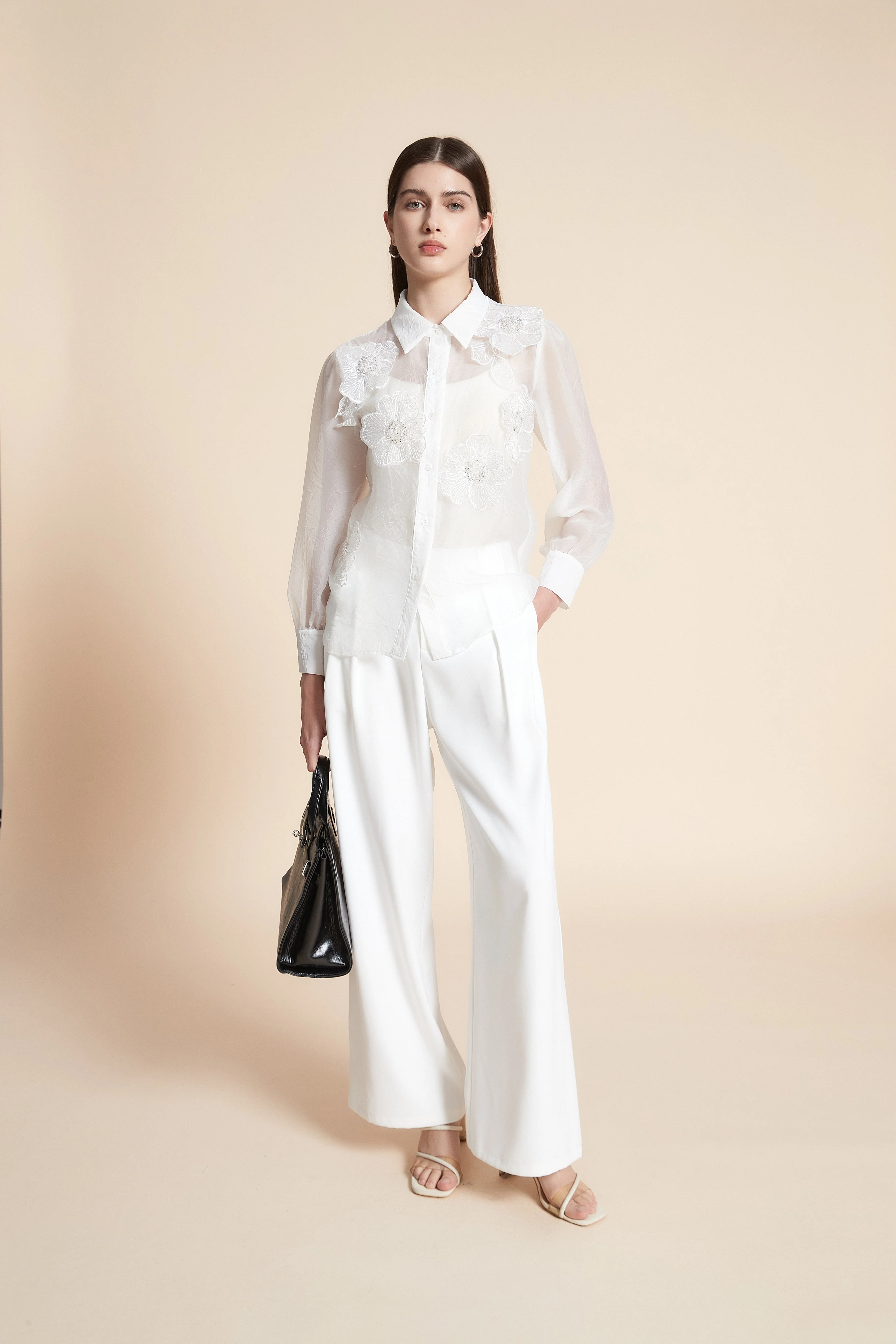Floral Long Sleeve Waist-Length Shirt - Image 4