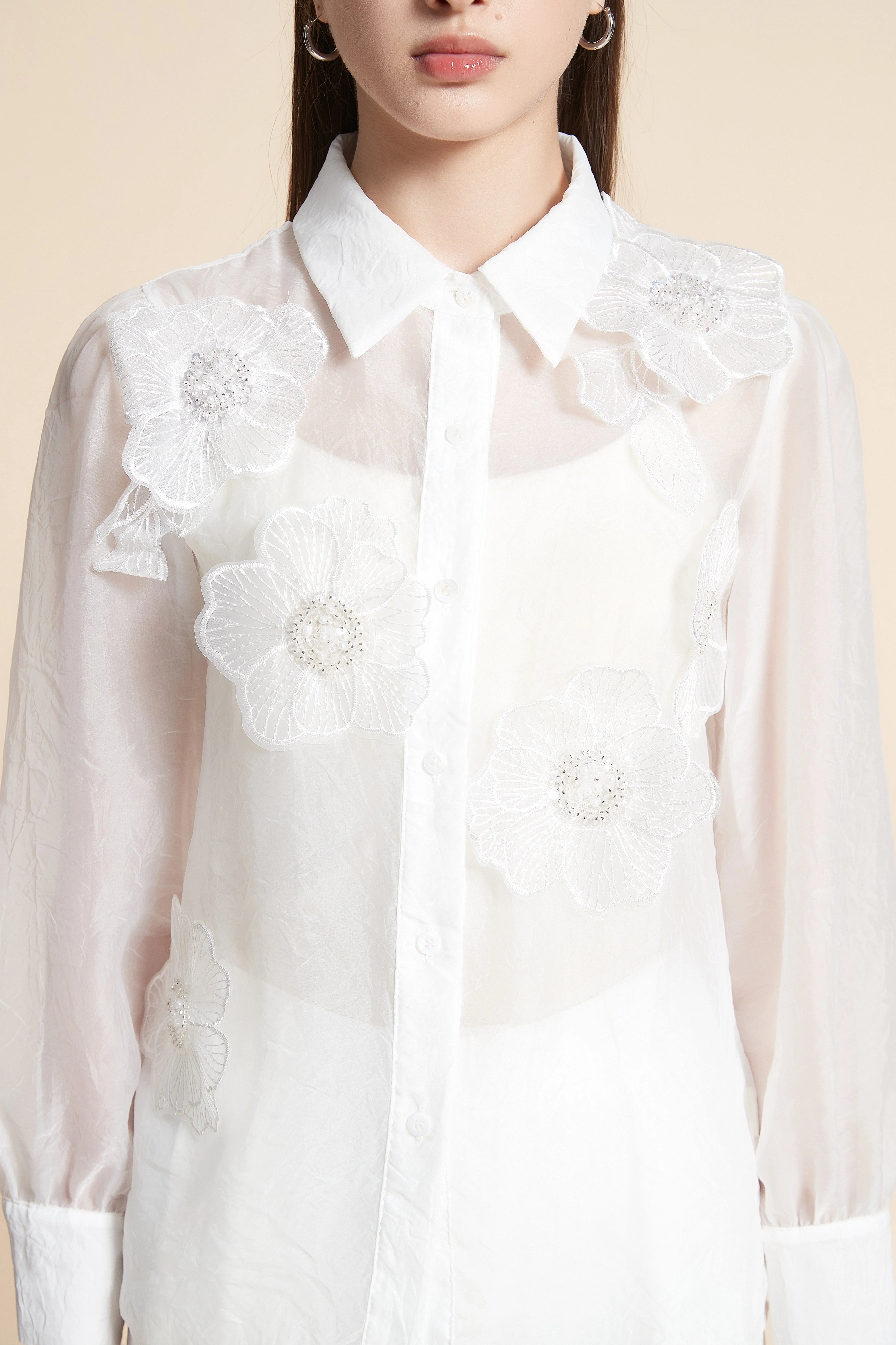 Floral Long Sleeve Waist-Length Shirt - Image 5