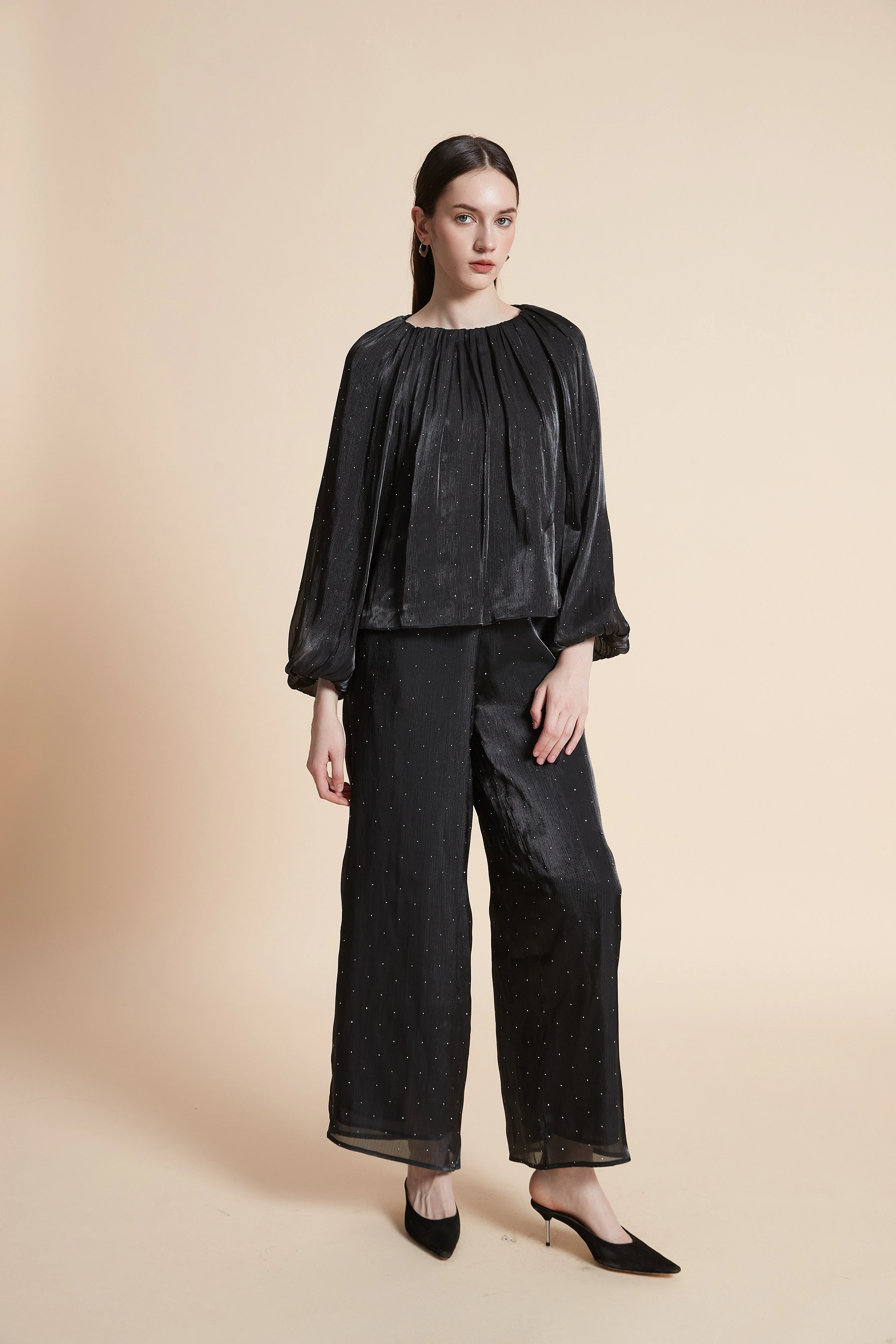 Solid Long Sleeve Blouse - Image 2