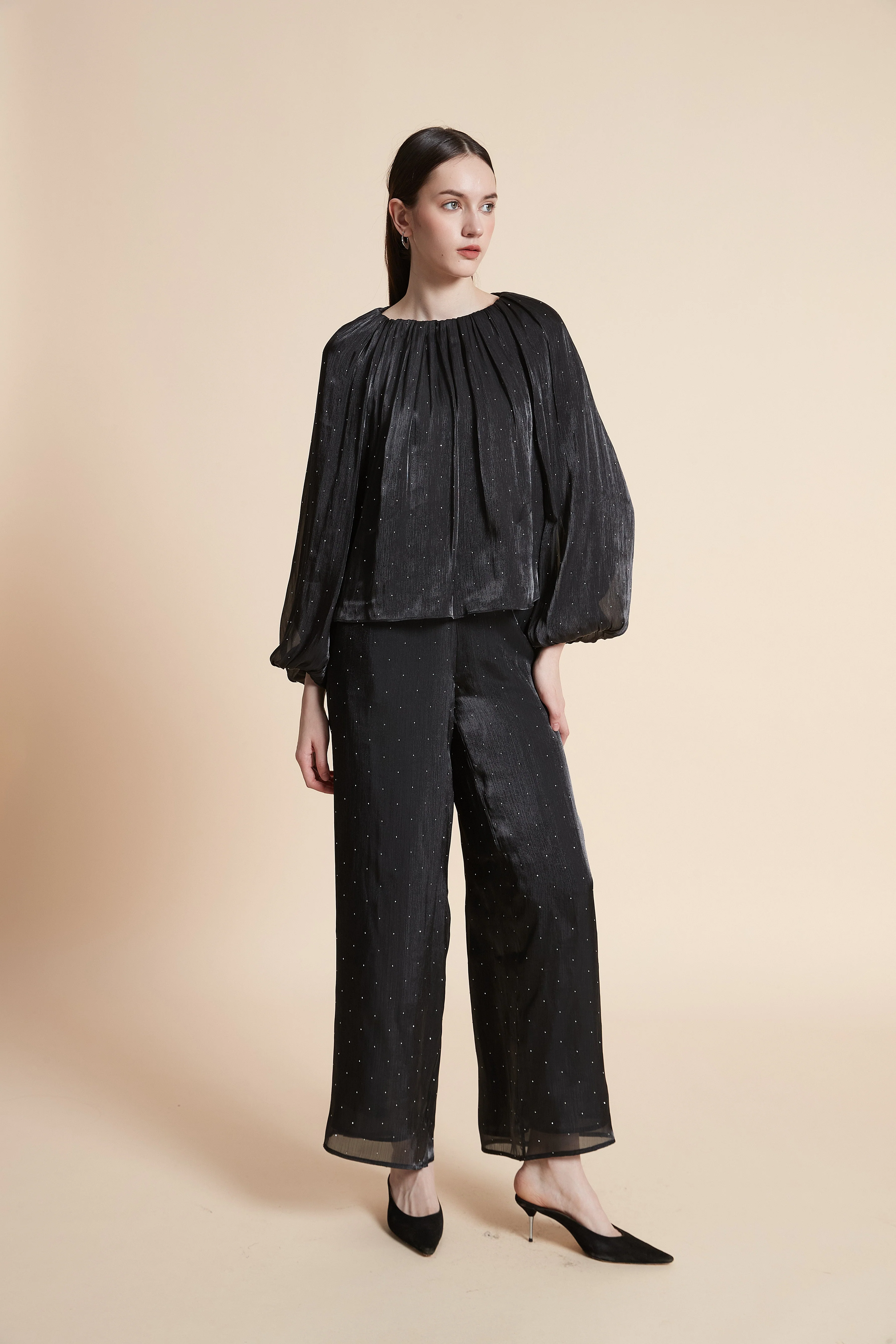 Solid Long Sleeve Blouse - Image 3