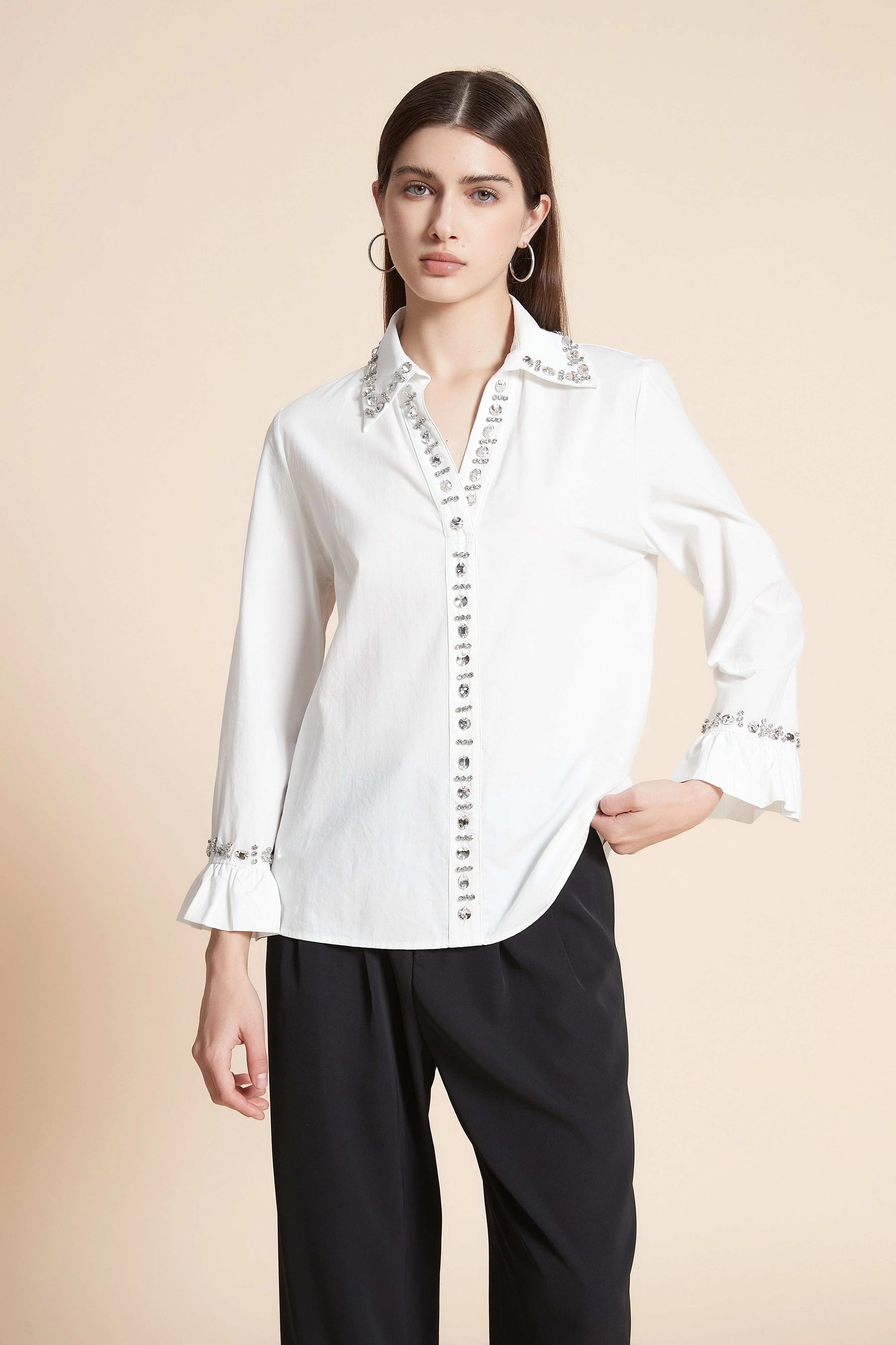 Long Sleeve Solid Midi Shirt