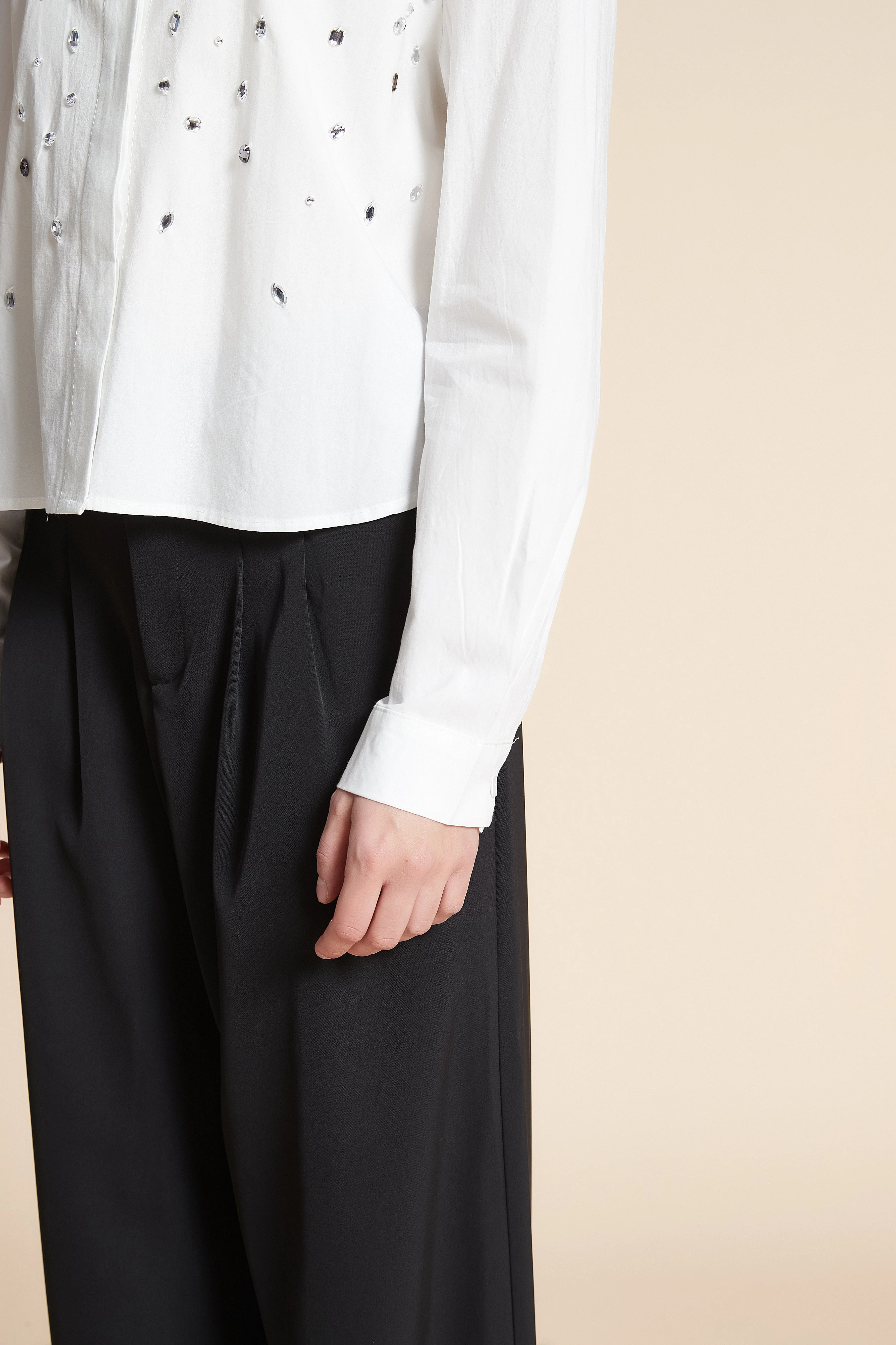 Long Sleeve Plain Shirt with Stones - Image 5