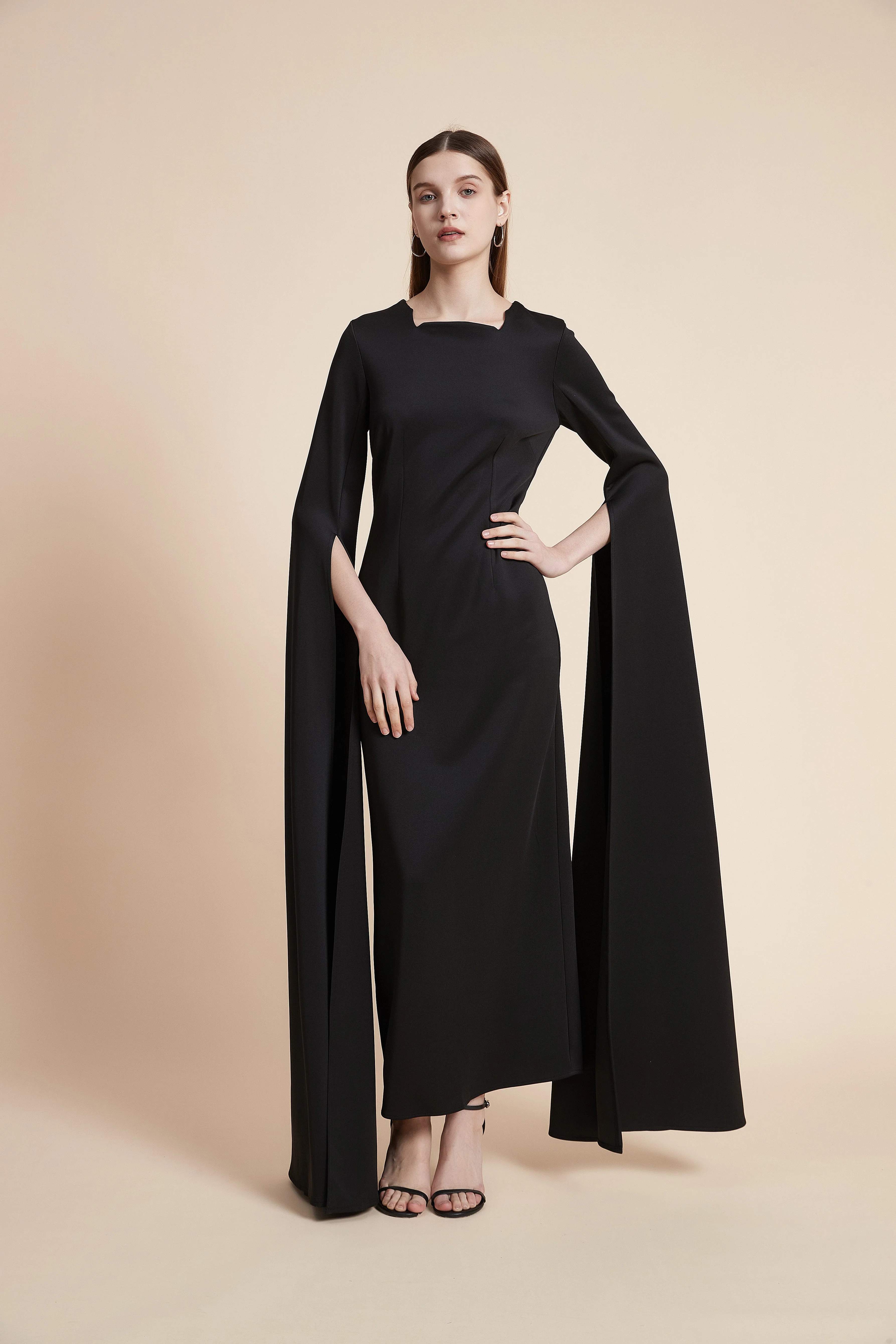 Plain Long Sleeve Maxi Dress