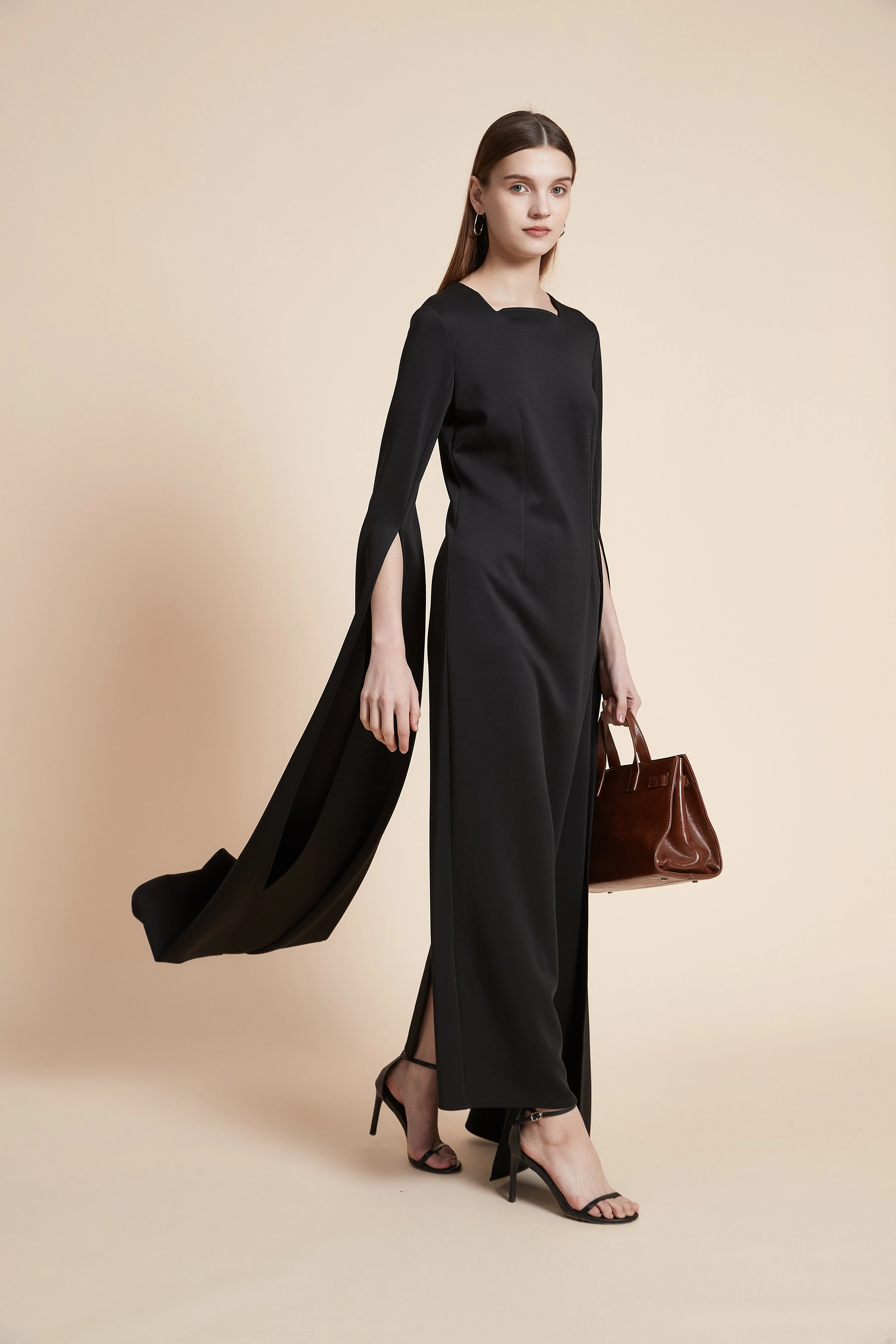 Plain Long Sleeve Maxi Dress - Image 3