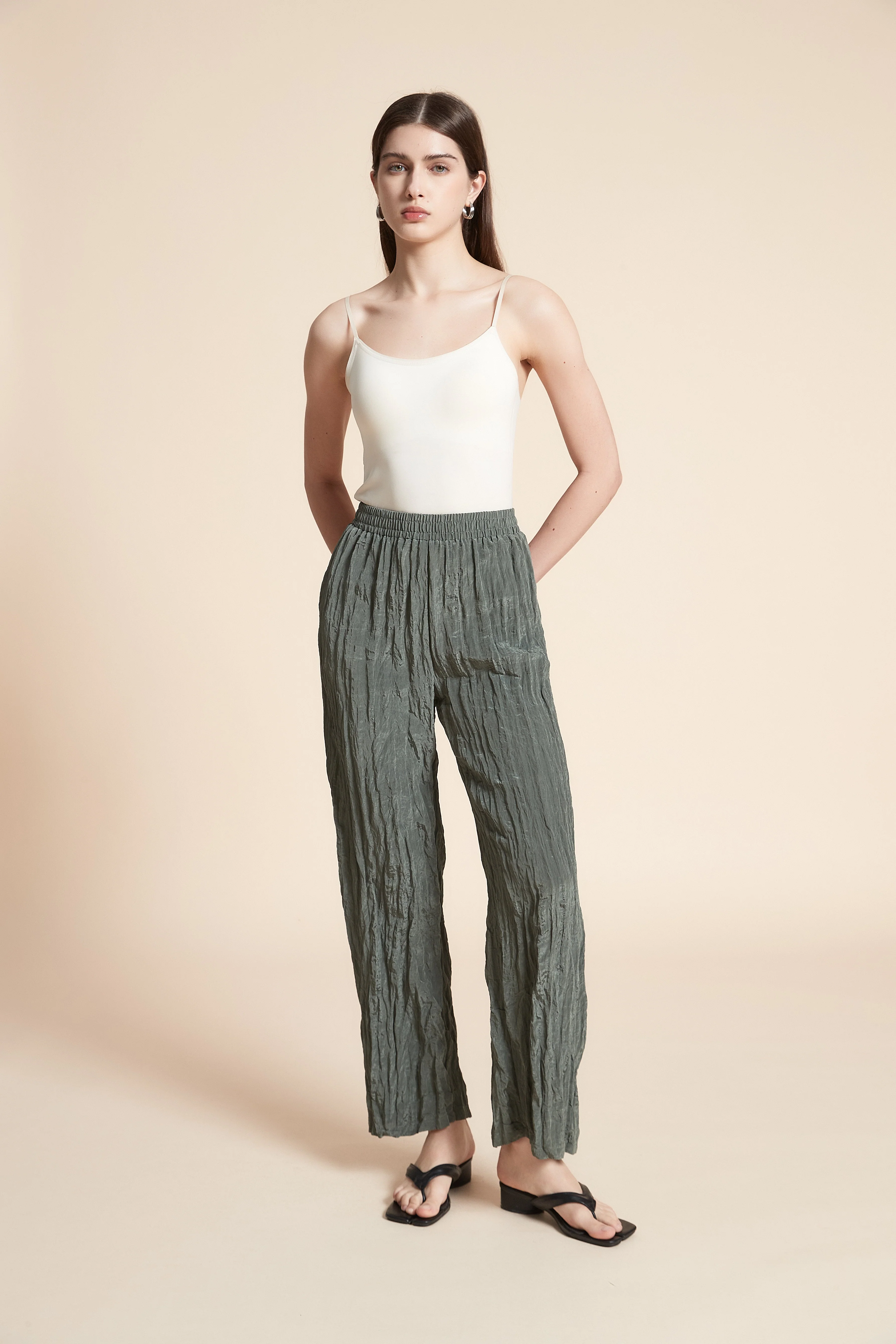 Solid Straight Leg Trousers