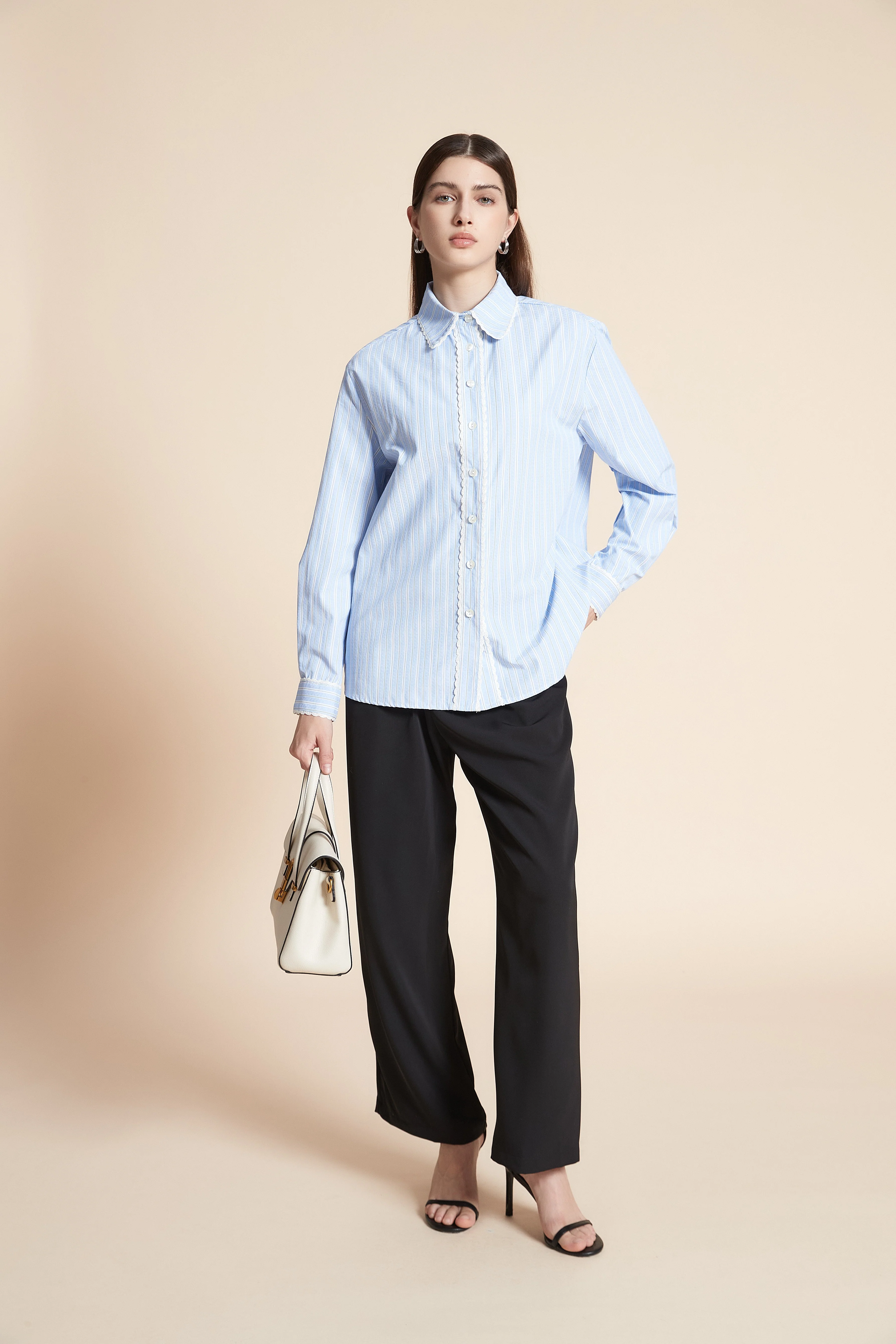 Striped Long Sleeve Waist-Length Shirt - Image 3