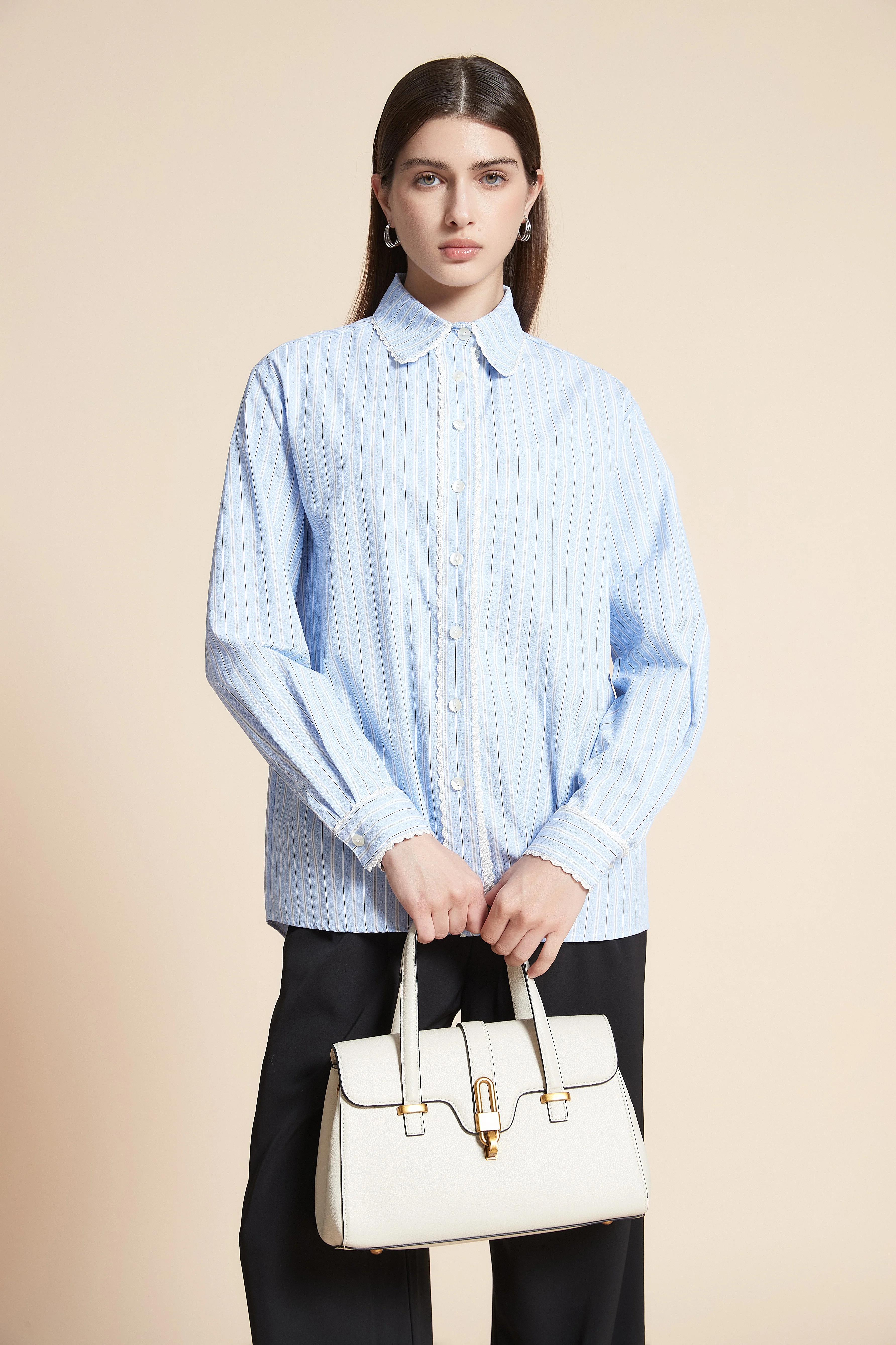 Striped Long Sleeve Waist-Length Shirt - Image 4