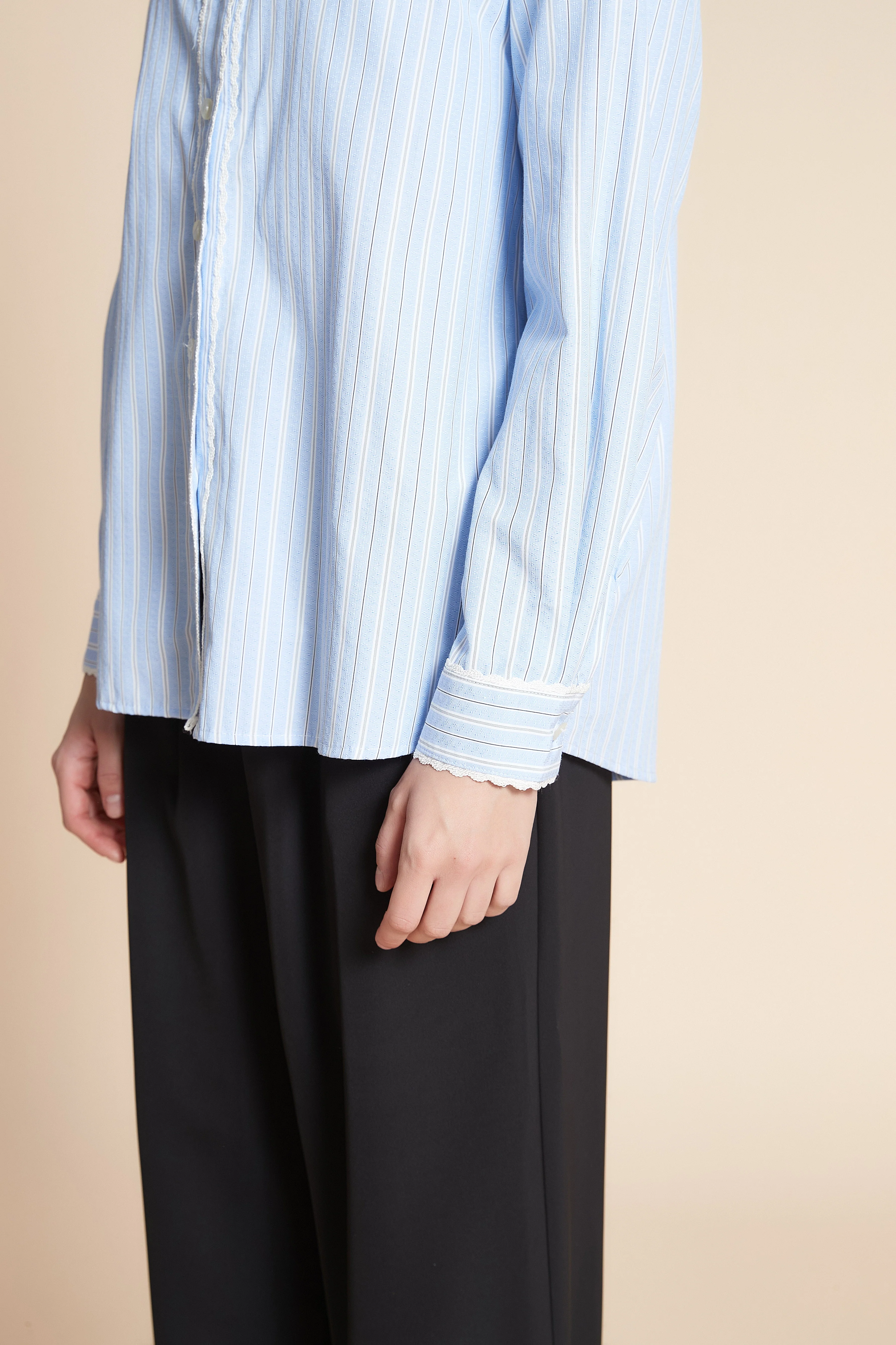 Striped Long Sleeve Waist-Length Shirt - Image 7