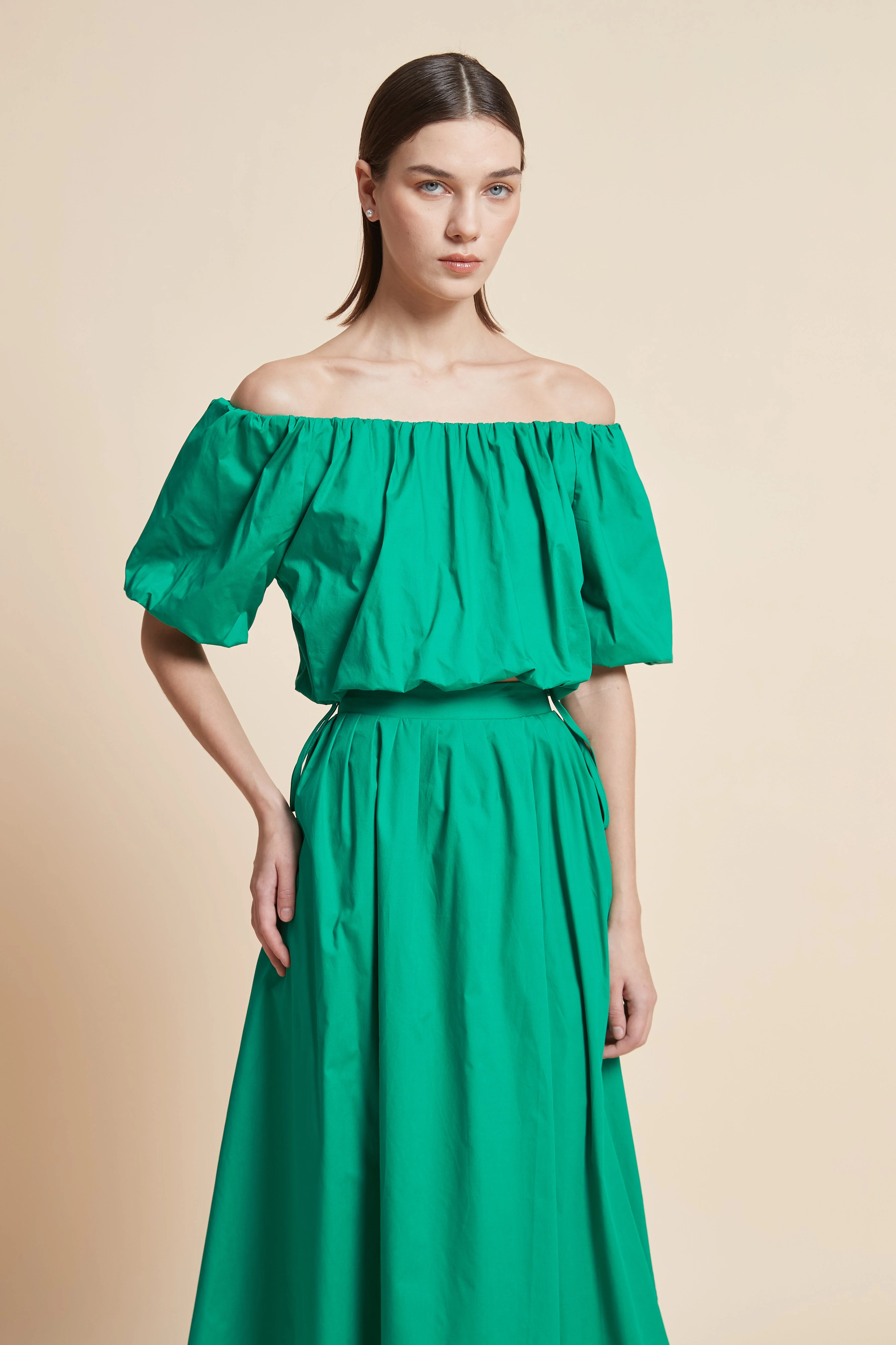 Plain Ruffled Off-Shoulder Top
