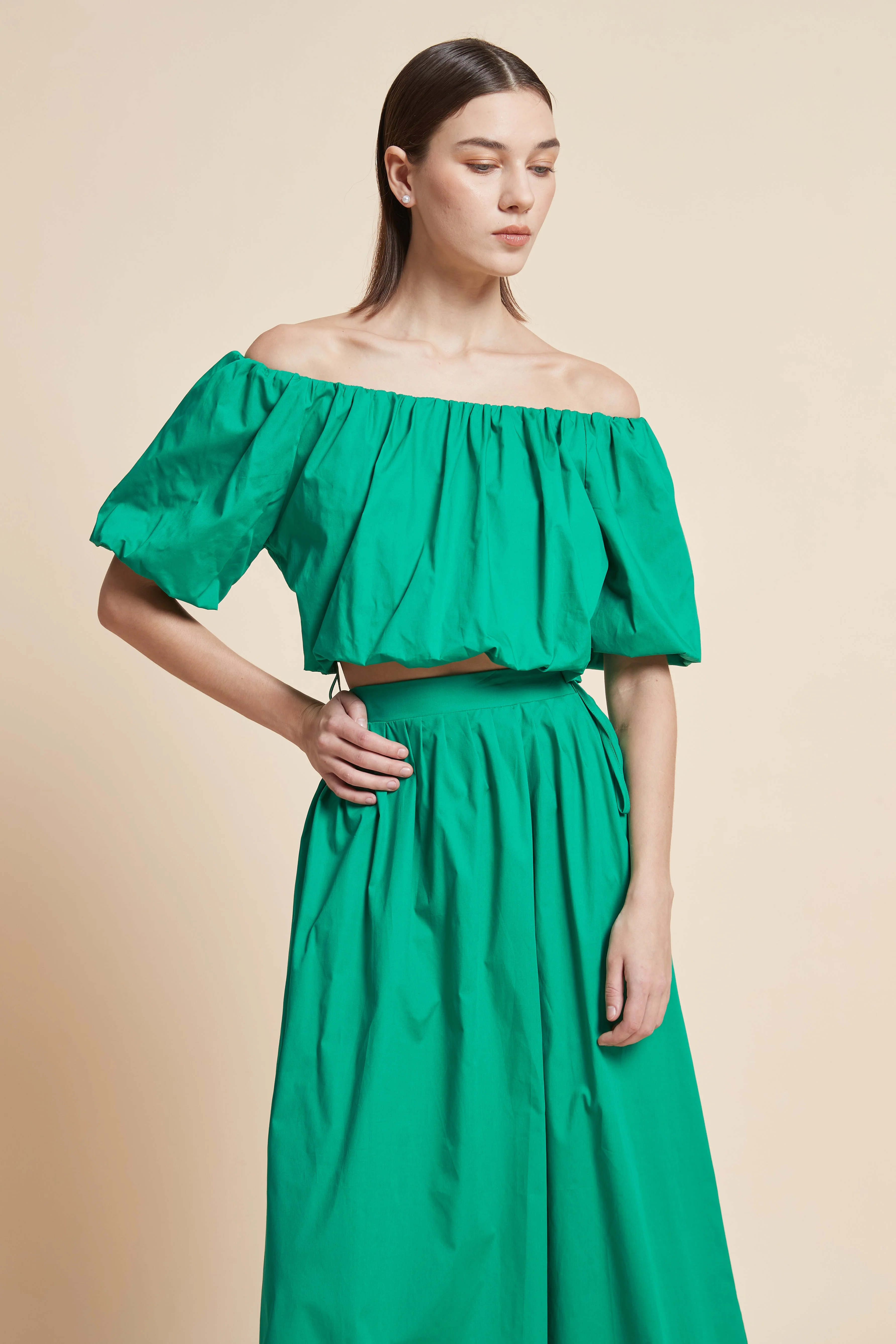 Plain Ruffled Off-Shoulder Top - Image 3