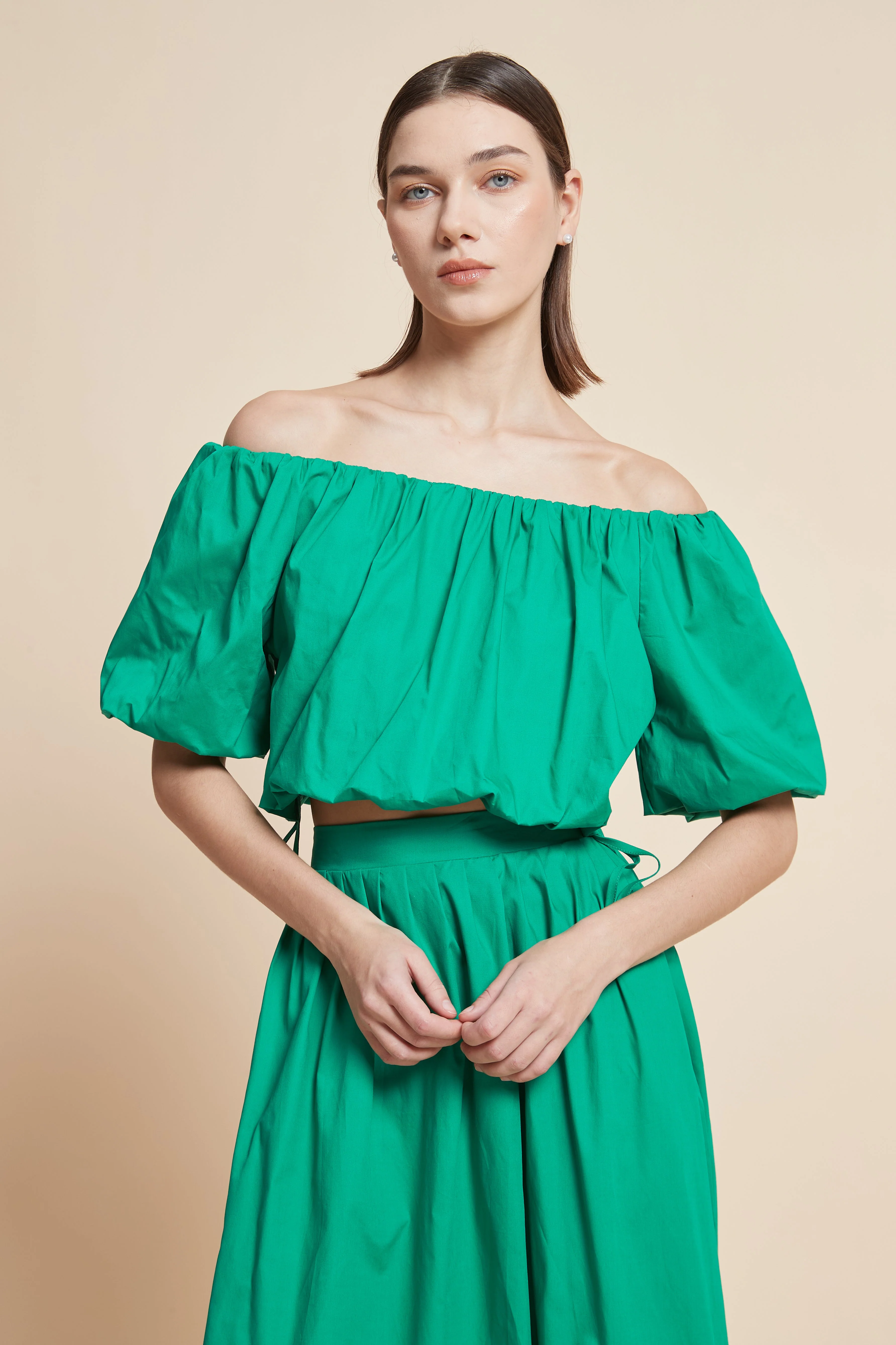 Plain Ruffled Off-Shoulder Top - Image 4