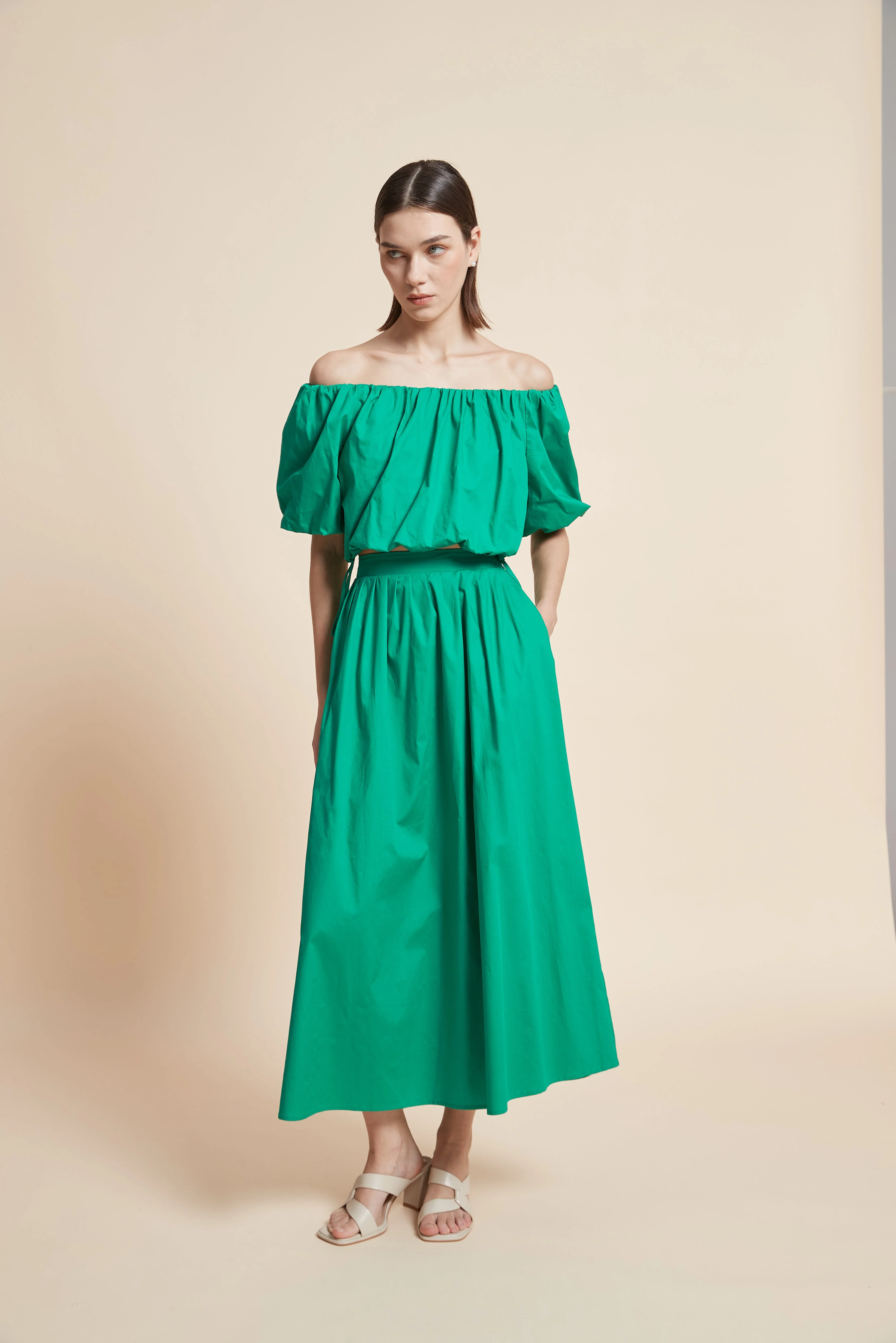 Plain Ruffled Off-Shoulder Top - Image 5