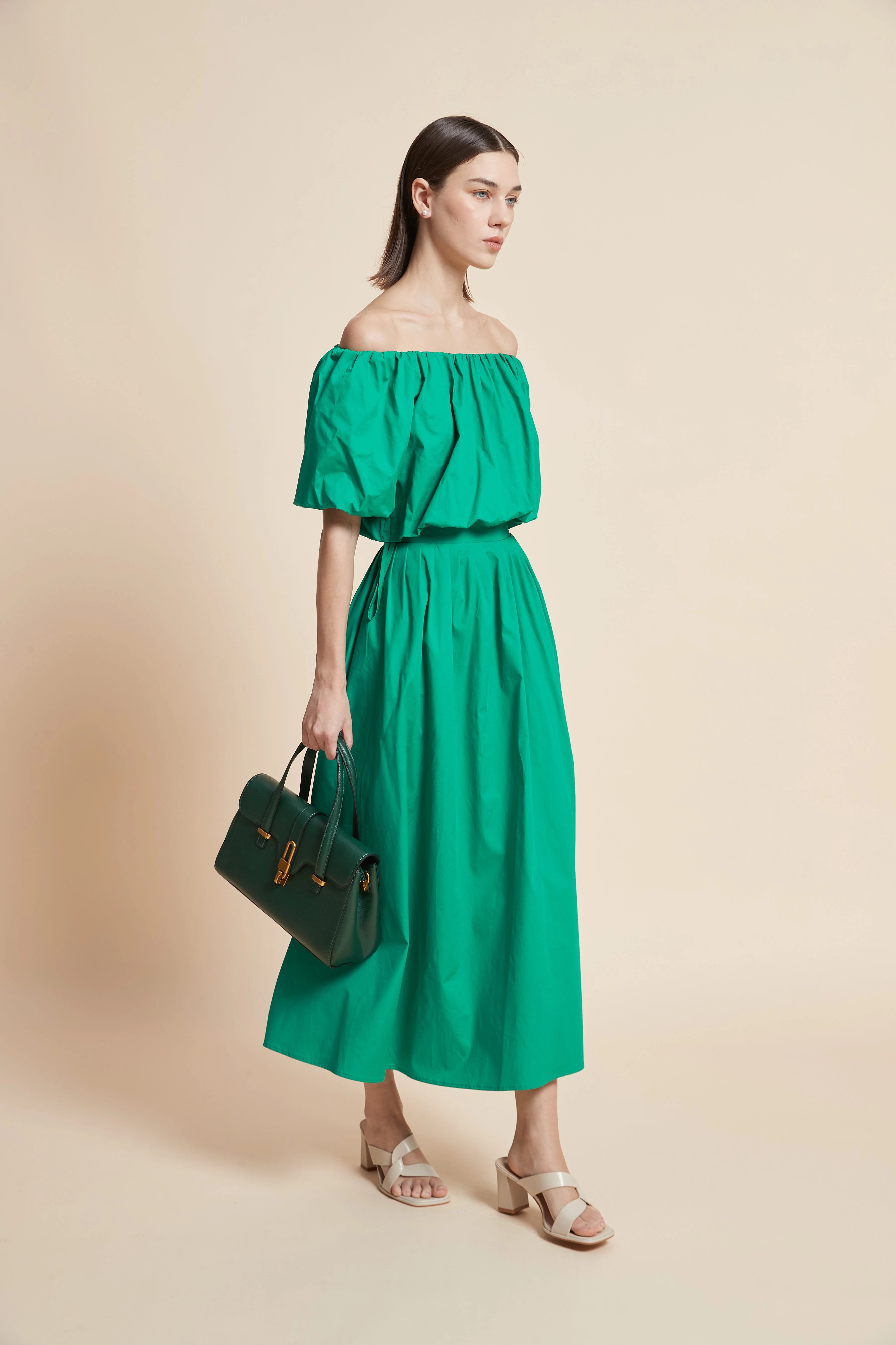 Plain Flared Midi Skirt - Image 3