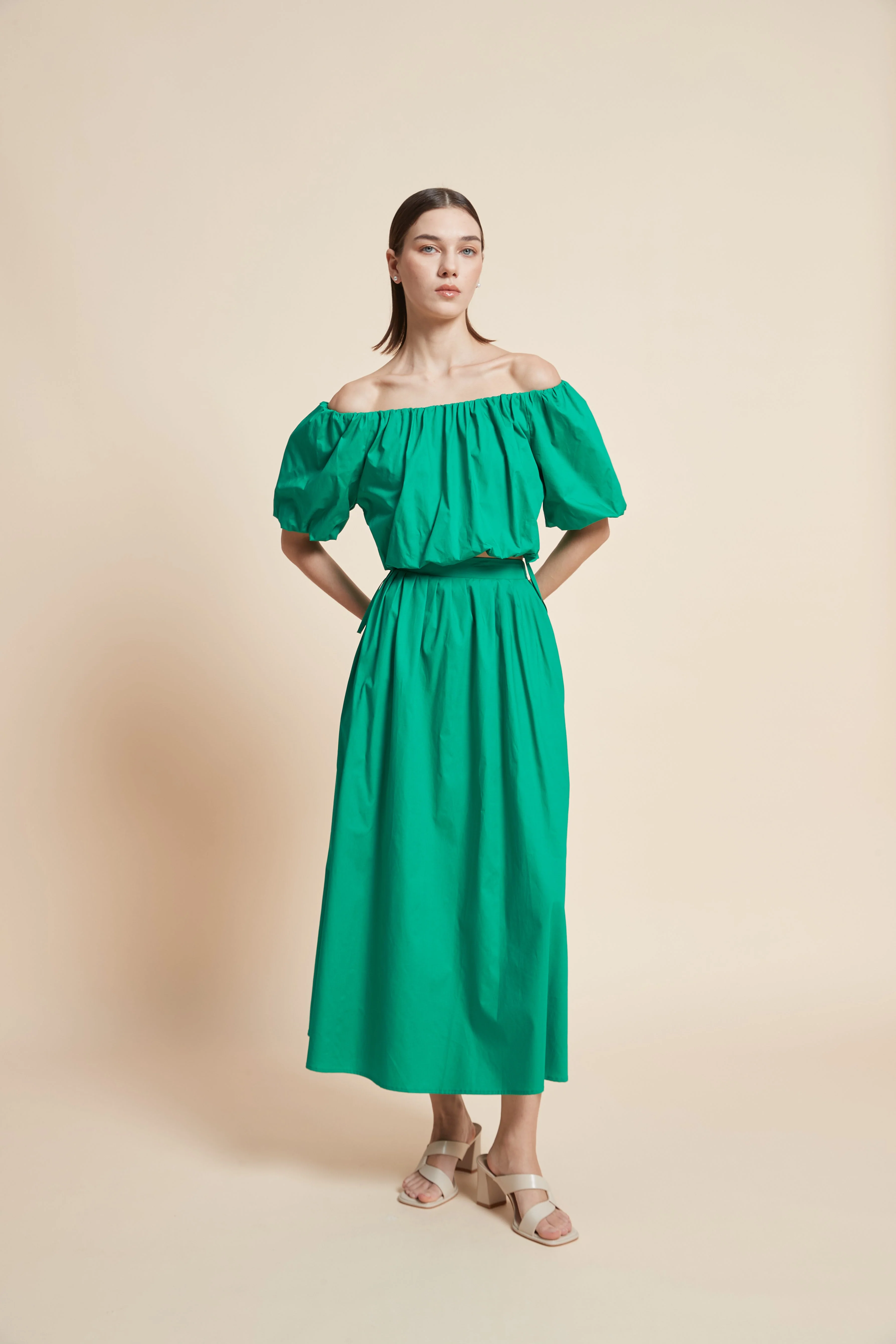 Plain Flared Midi Skirt - Image 5