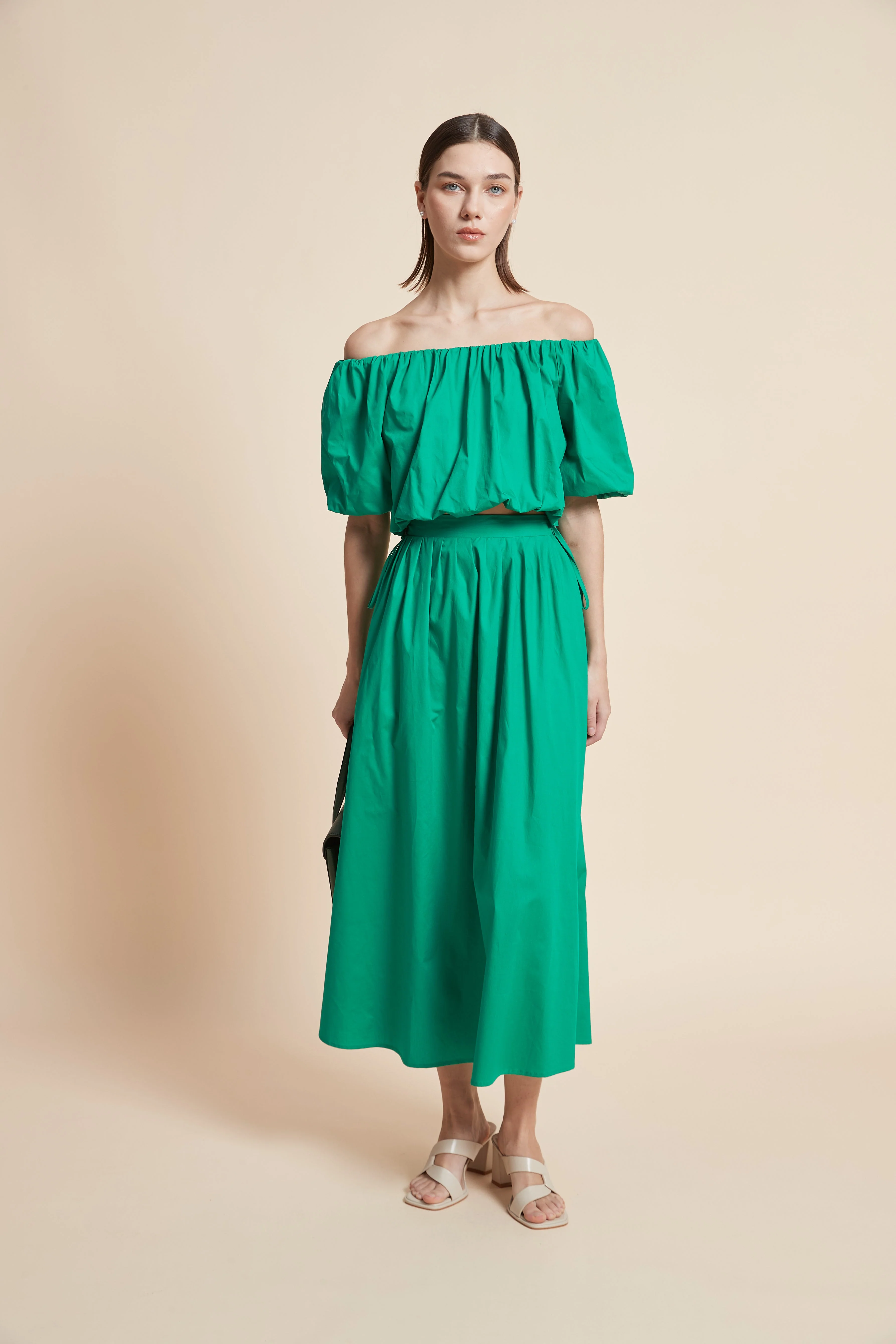 Plain Flared Midi Skirt - Image 6