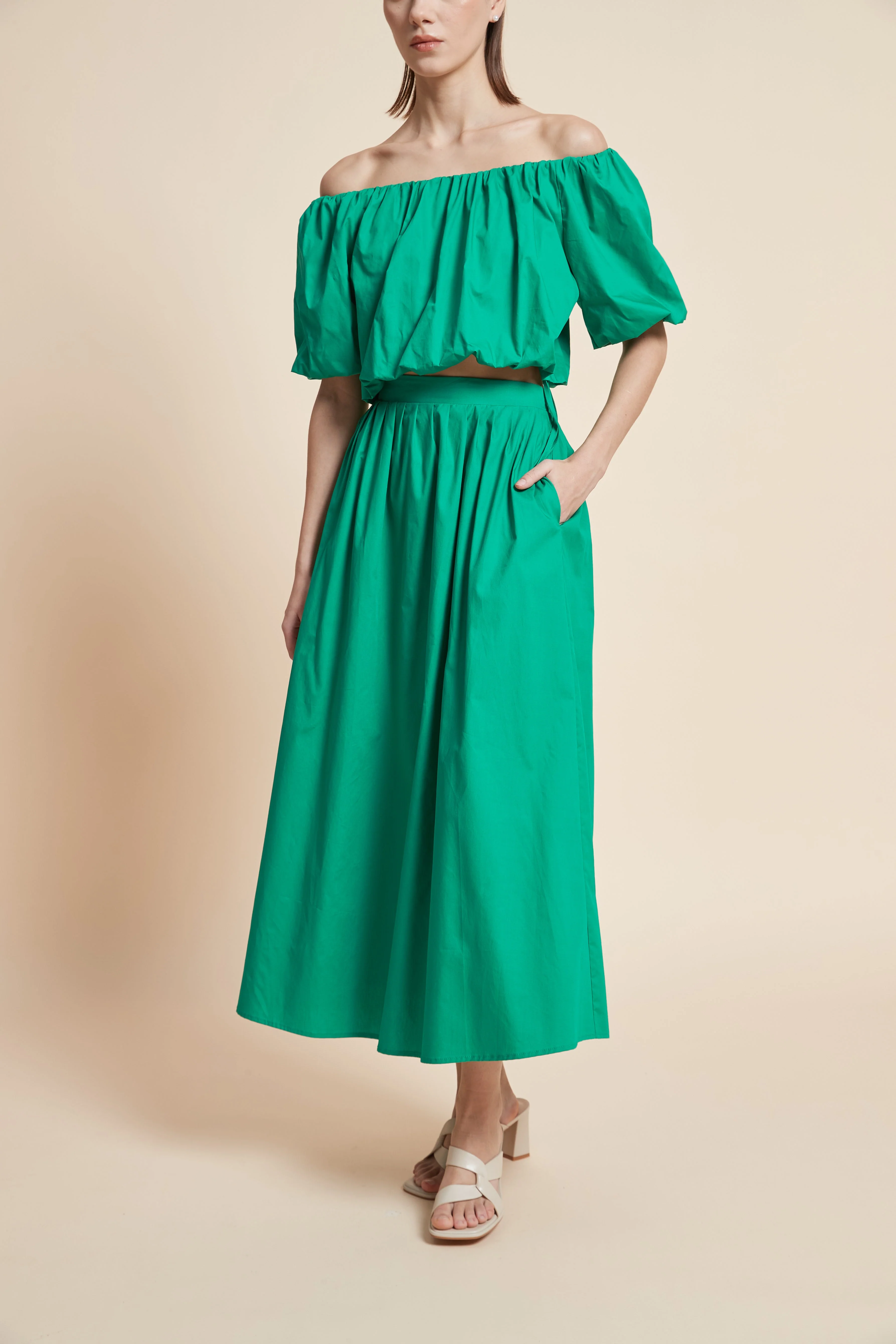 Plain Flared Midi Skirt - Image 7
