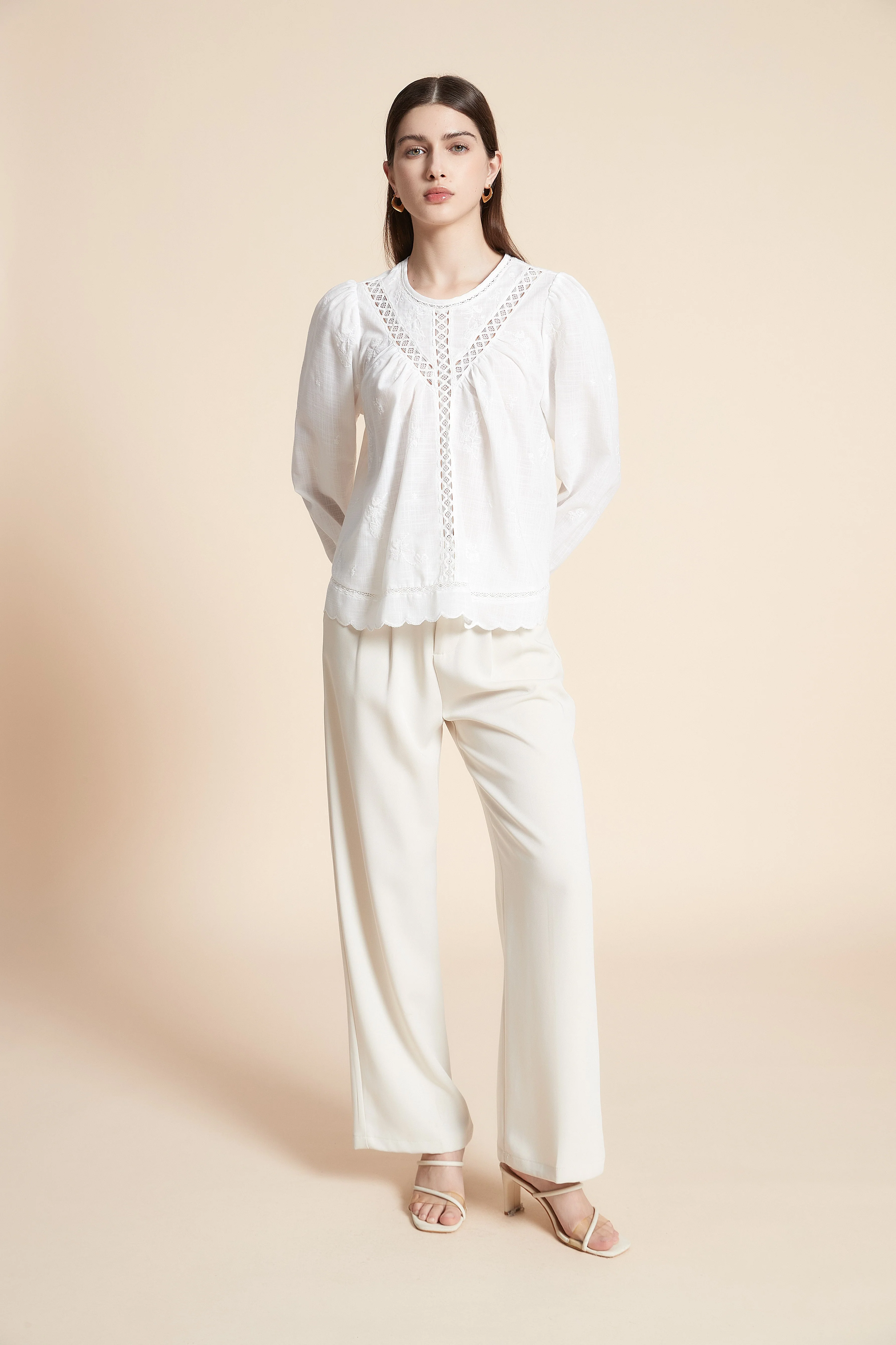 Solid Long Sleeve Mid-Length Blouse - Image 2