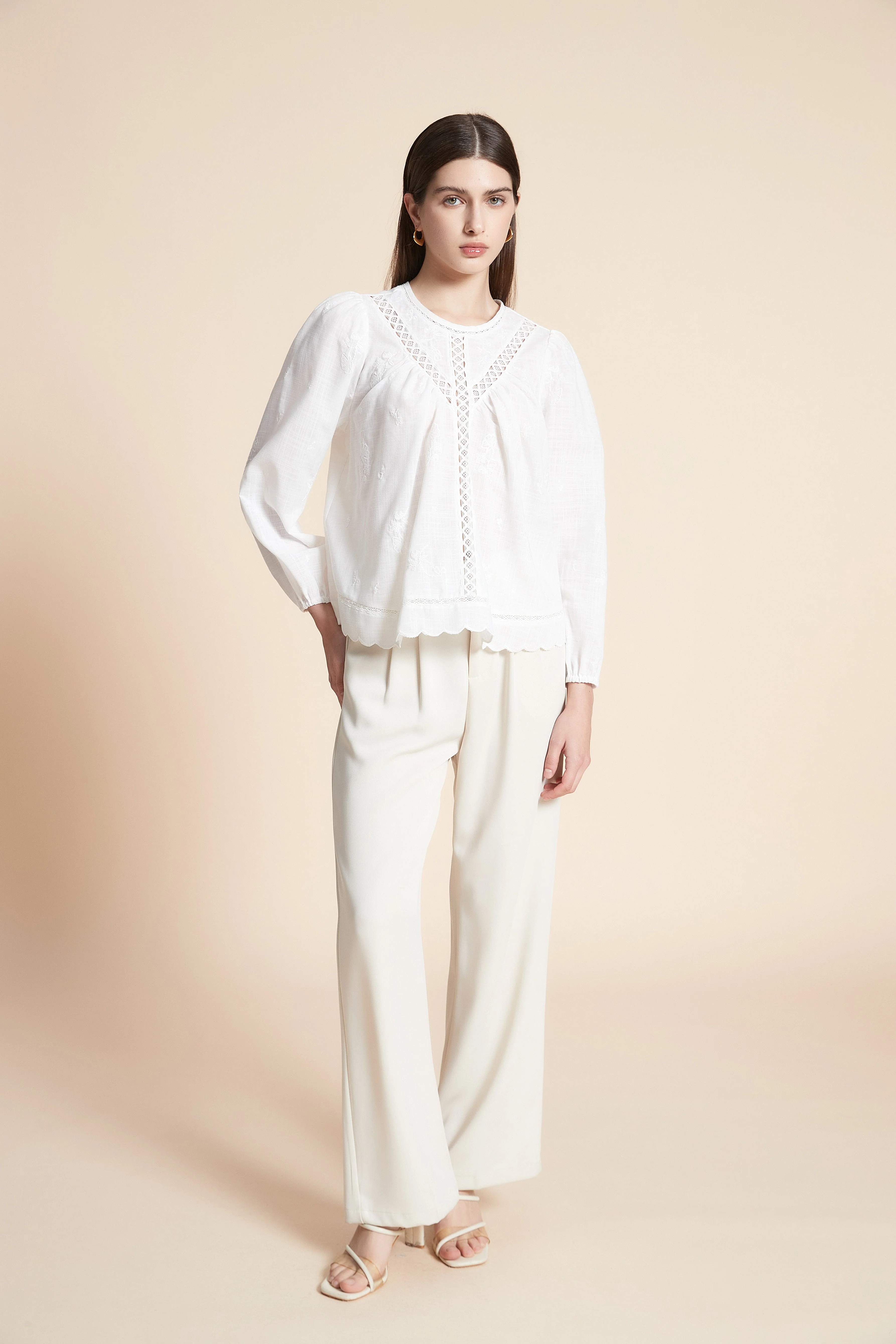 Solid Long Sleeve Mid-Length Blouse - Image 3