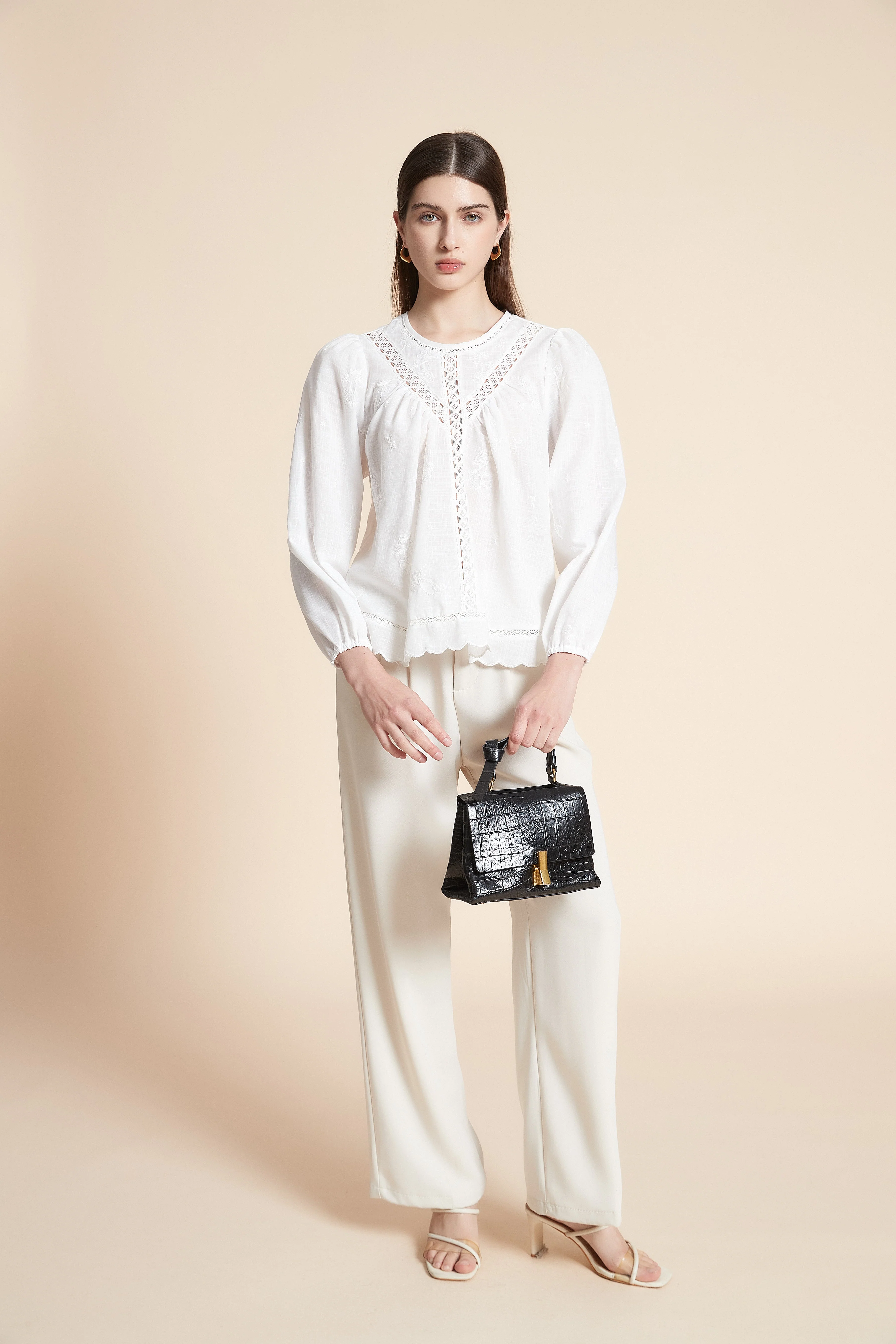 Solid Long Sleeve Mid-Length Blouse - Image 4