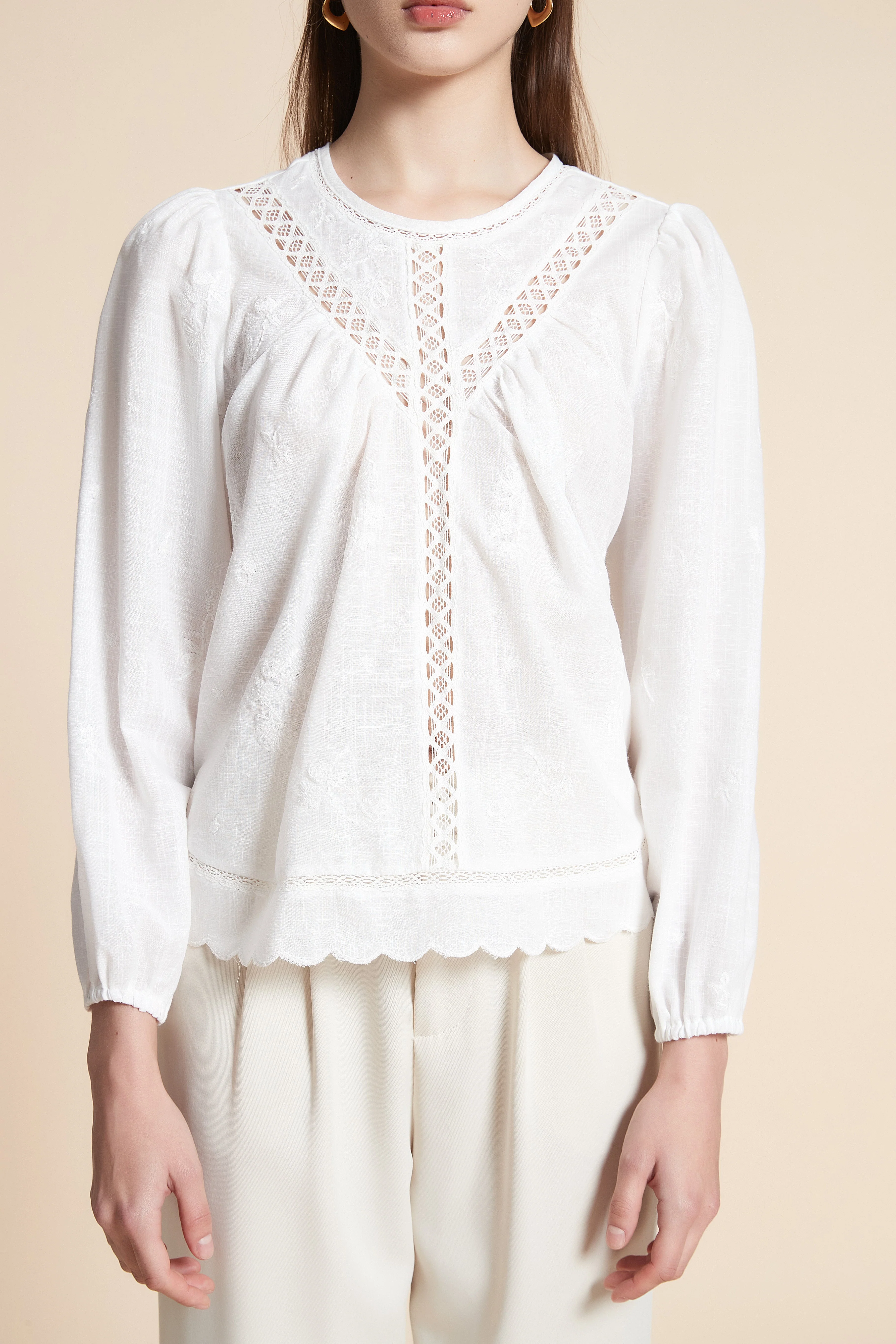 Solid Long Sleeve Mid-Length Blouse - Image 5
