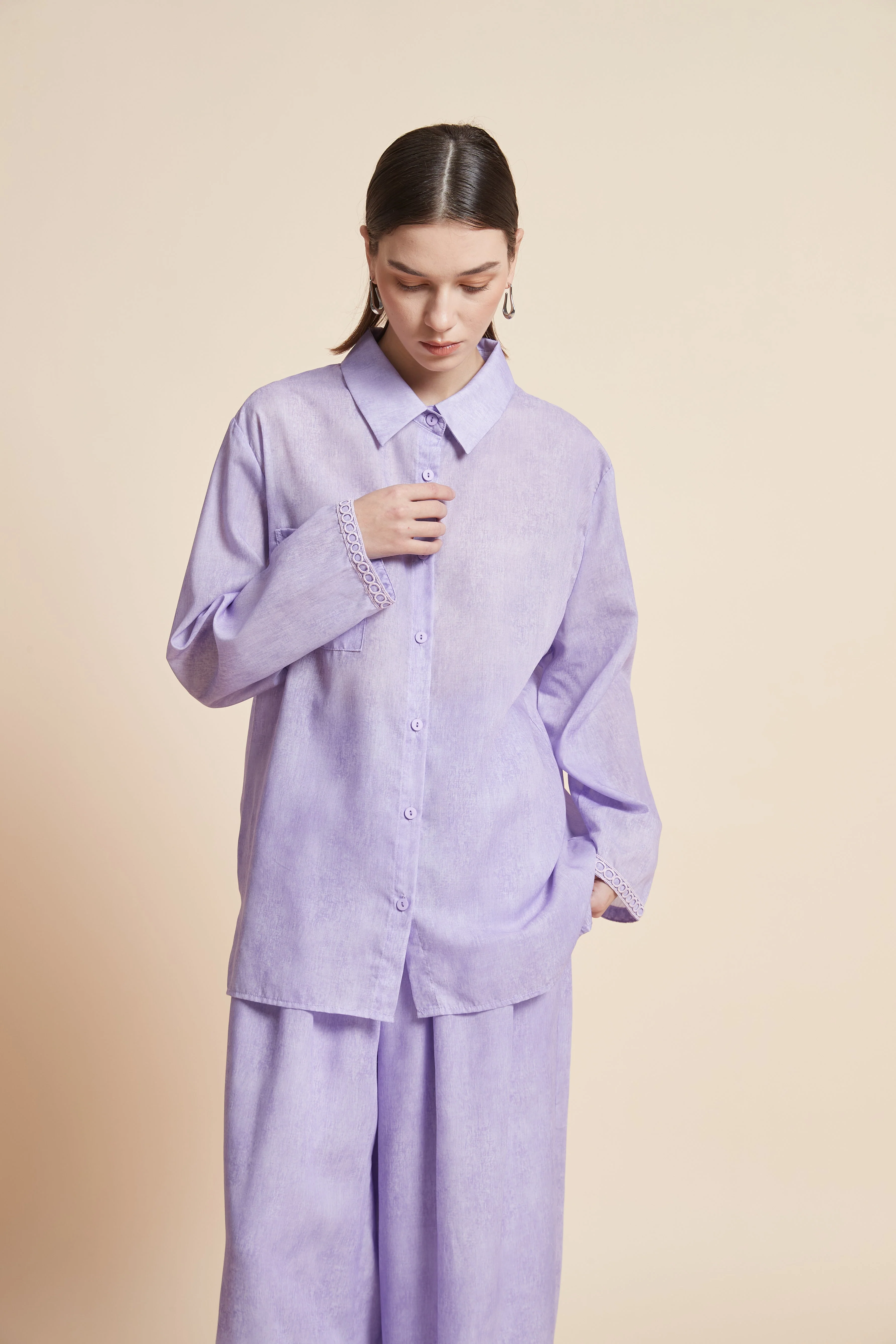 Long-sleeved plain waist-length shirt - Image 5