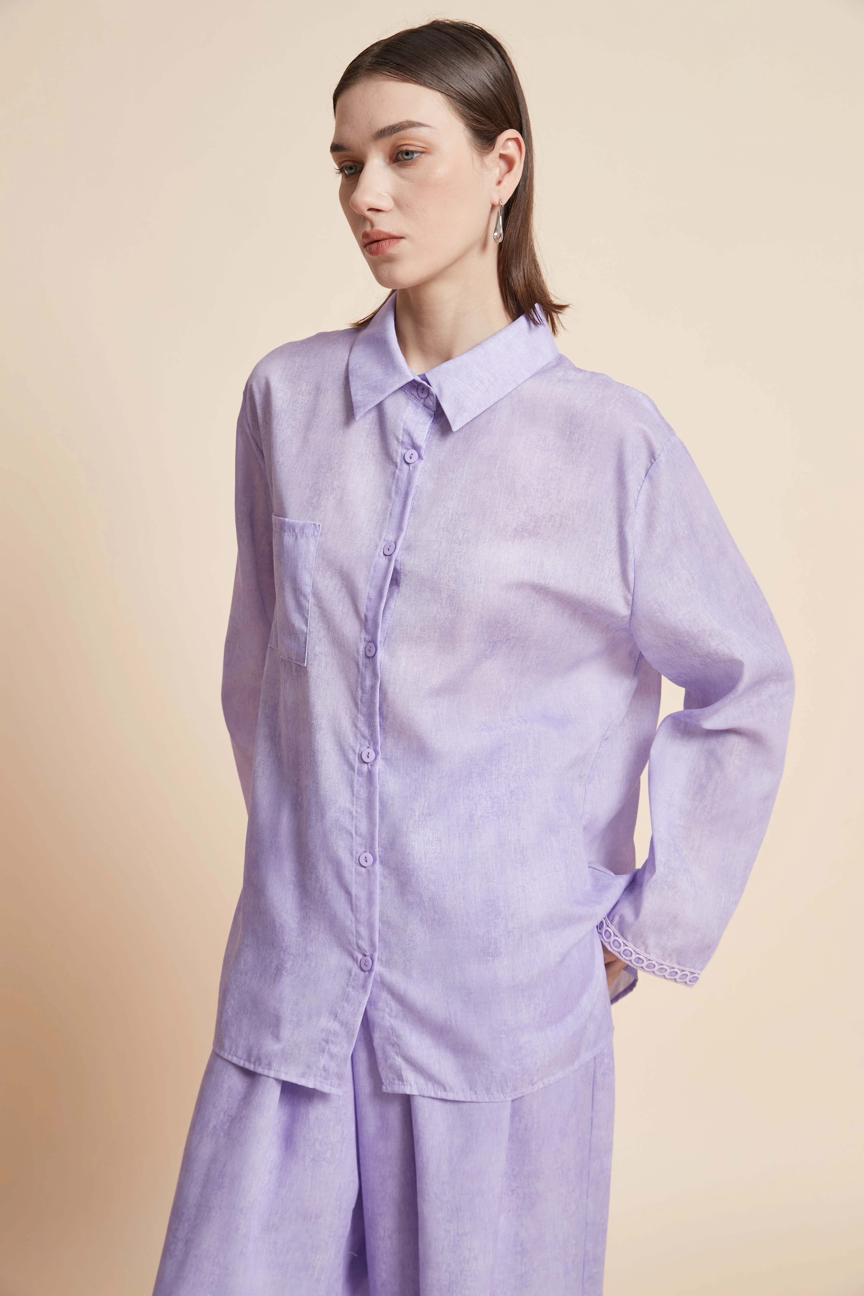 Long-sleeved plain waist-length shirt - Image 7
