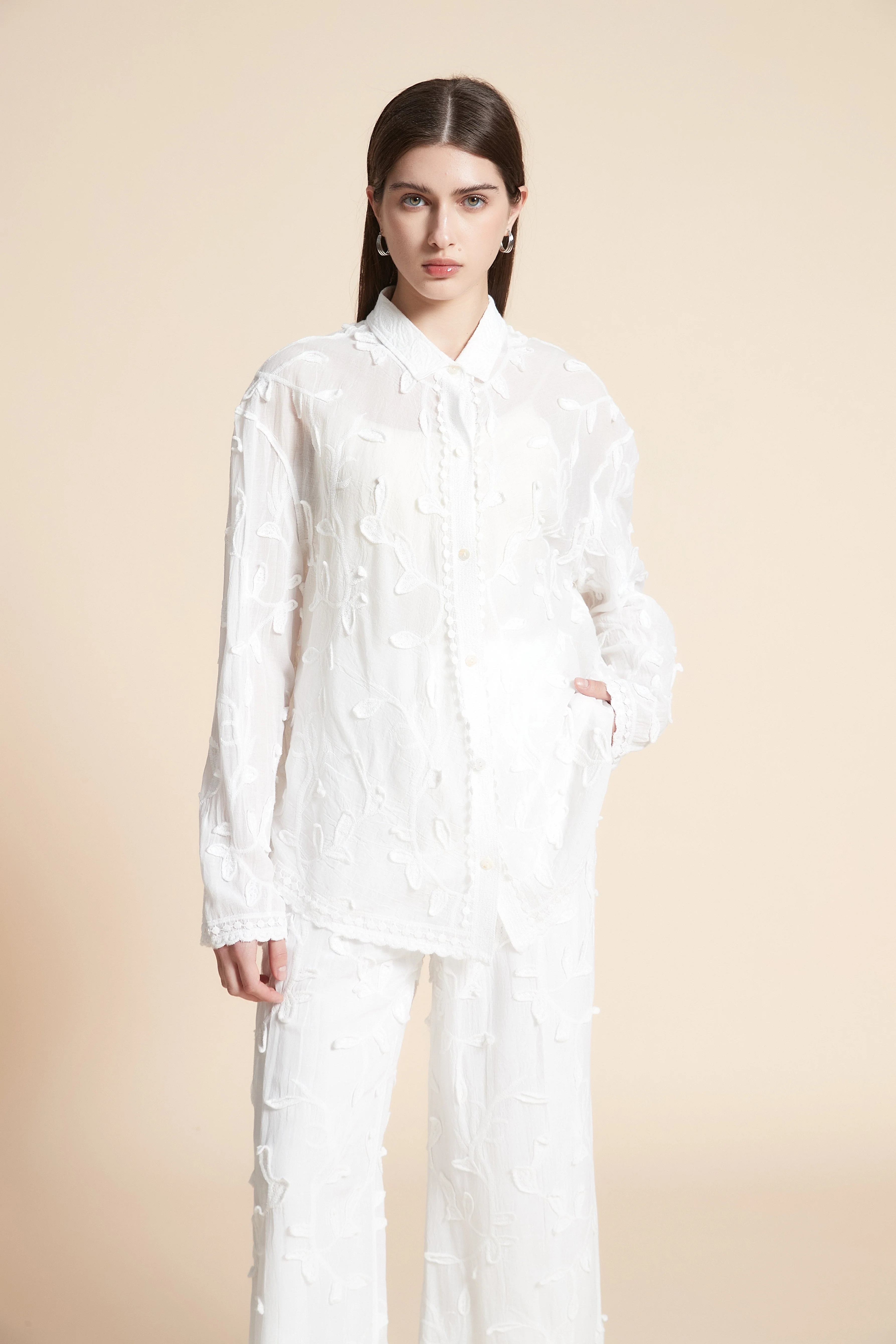 Embroidered Long Sleeve Blouse