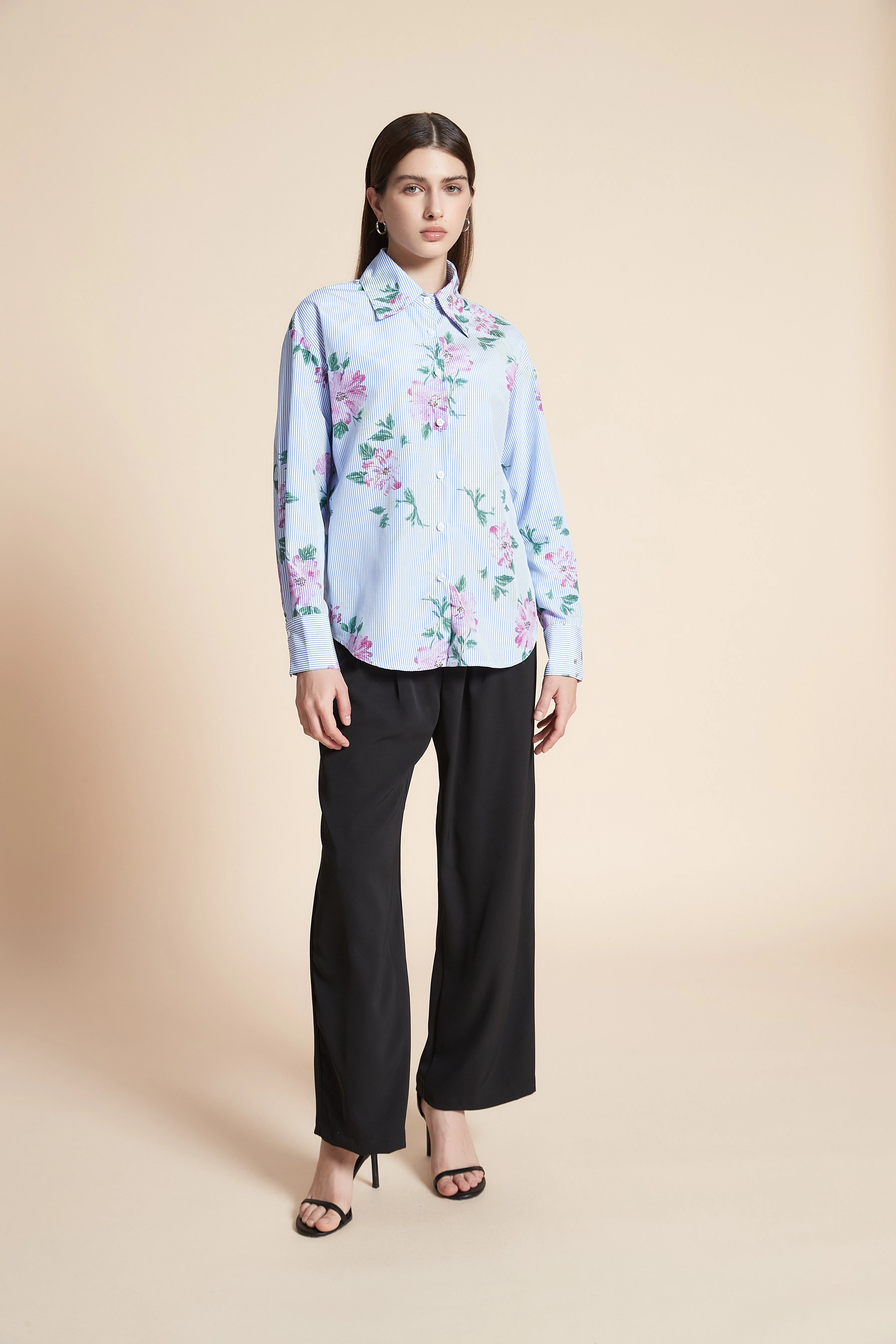Long Sleeve Striped Mid-Length Shirt - Image 4