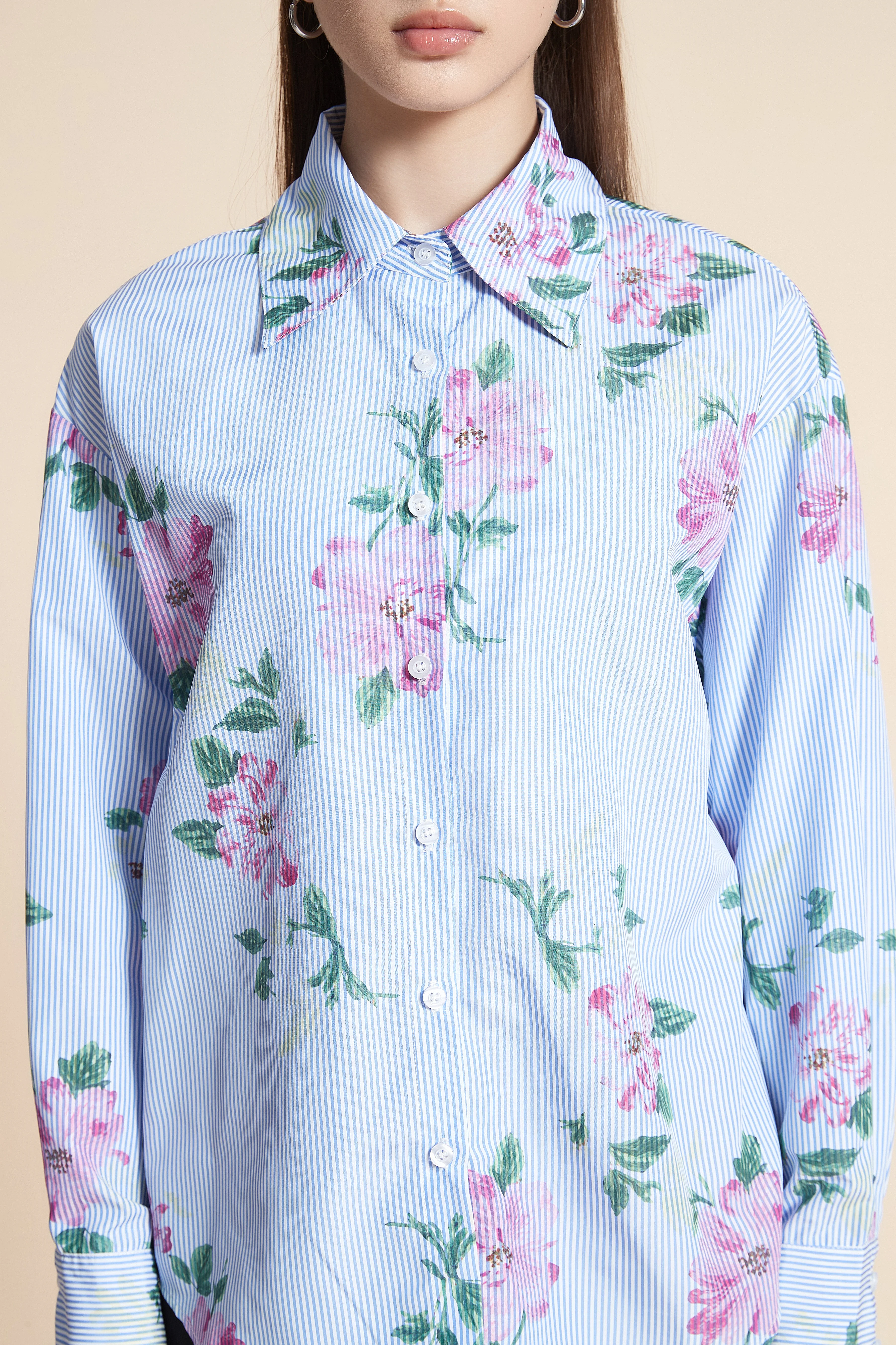Long Sleeve Striped Mid-Length Shirt - Image 5