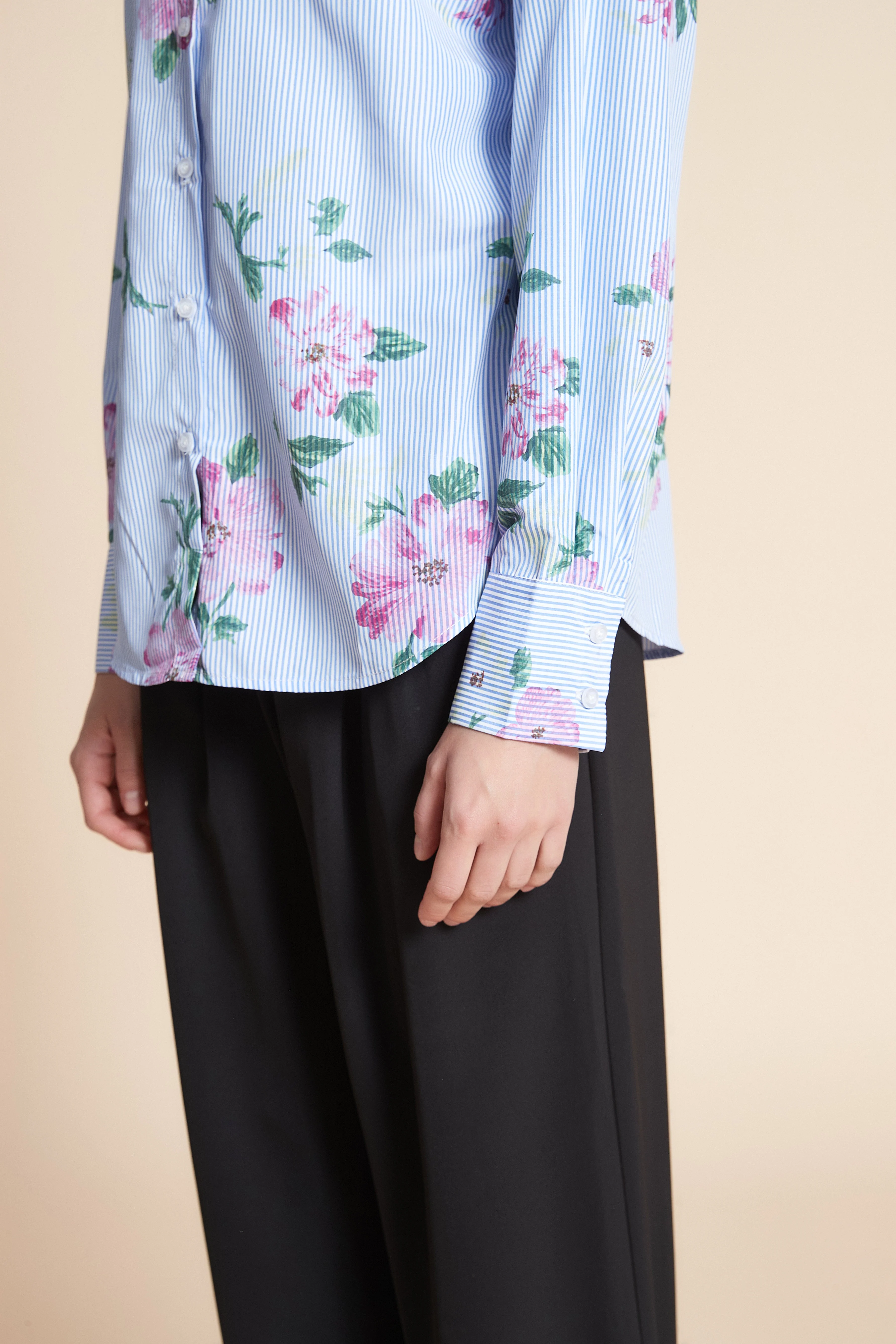 Long Sleeve Striped Mid-Length Shirt - Image 6