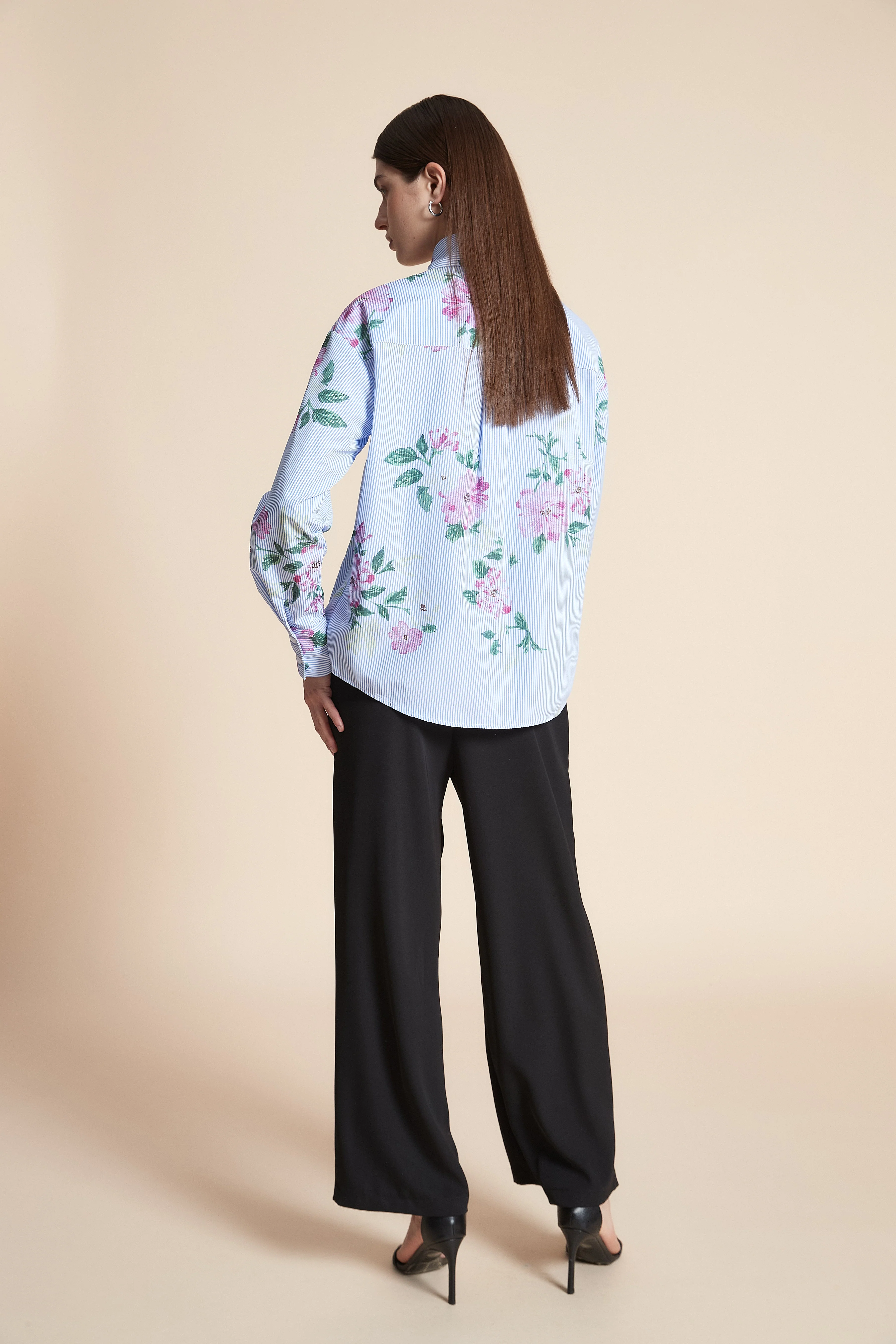 Long Sleeve Striped Mid-Length Shirt - Image 7