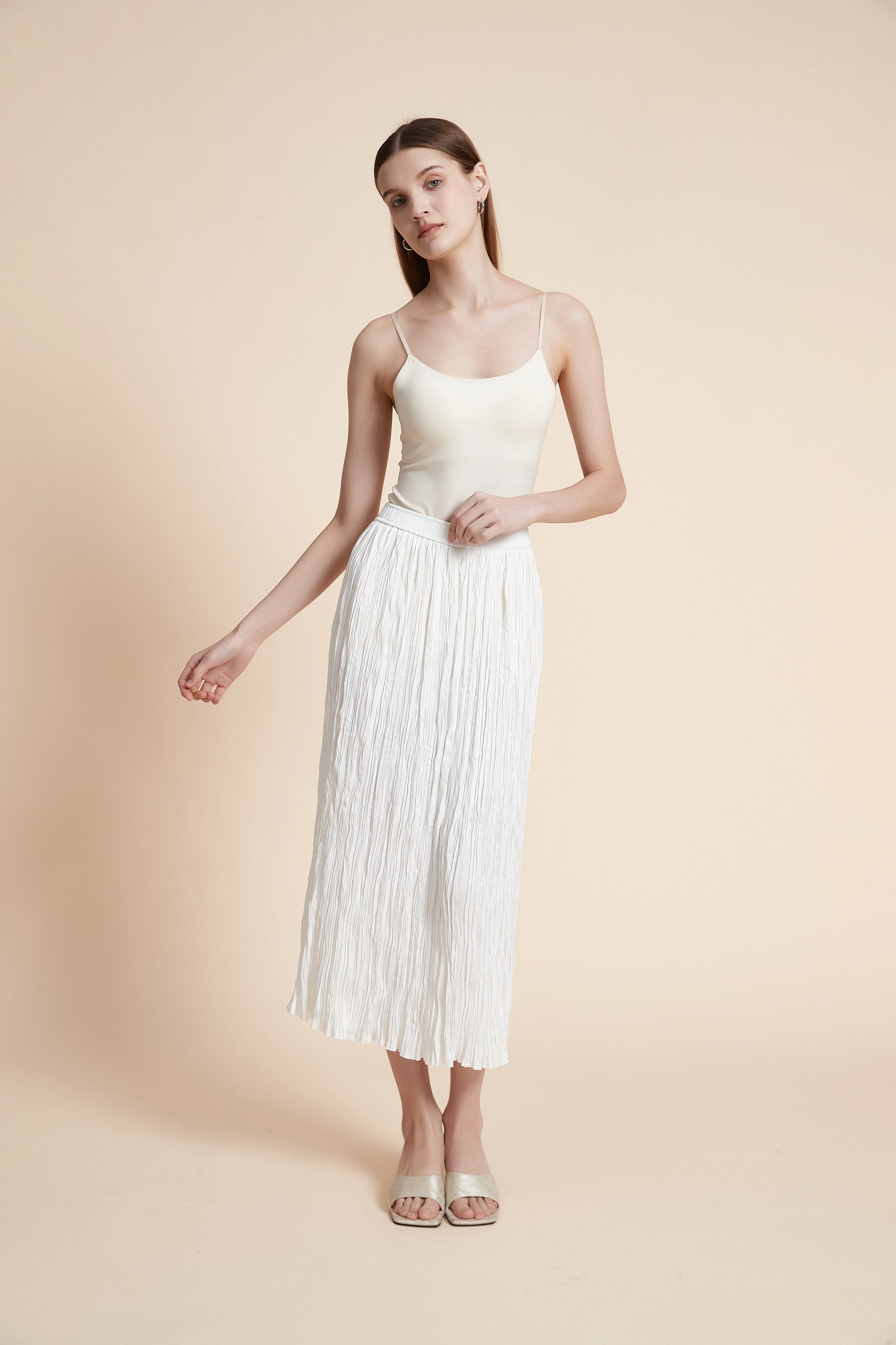 Plain Ruffled Midi Skirt - Straight Cut - Image 10