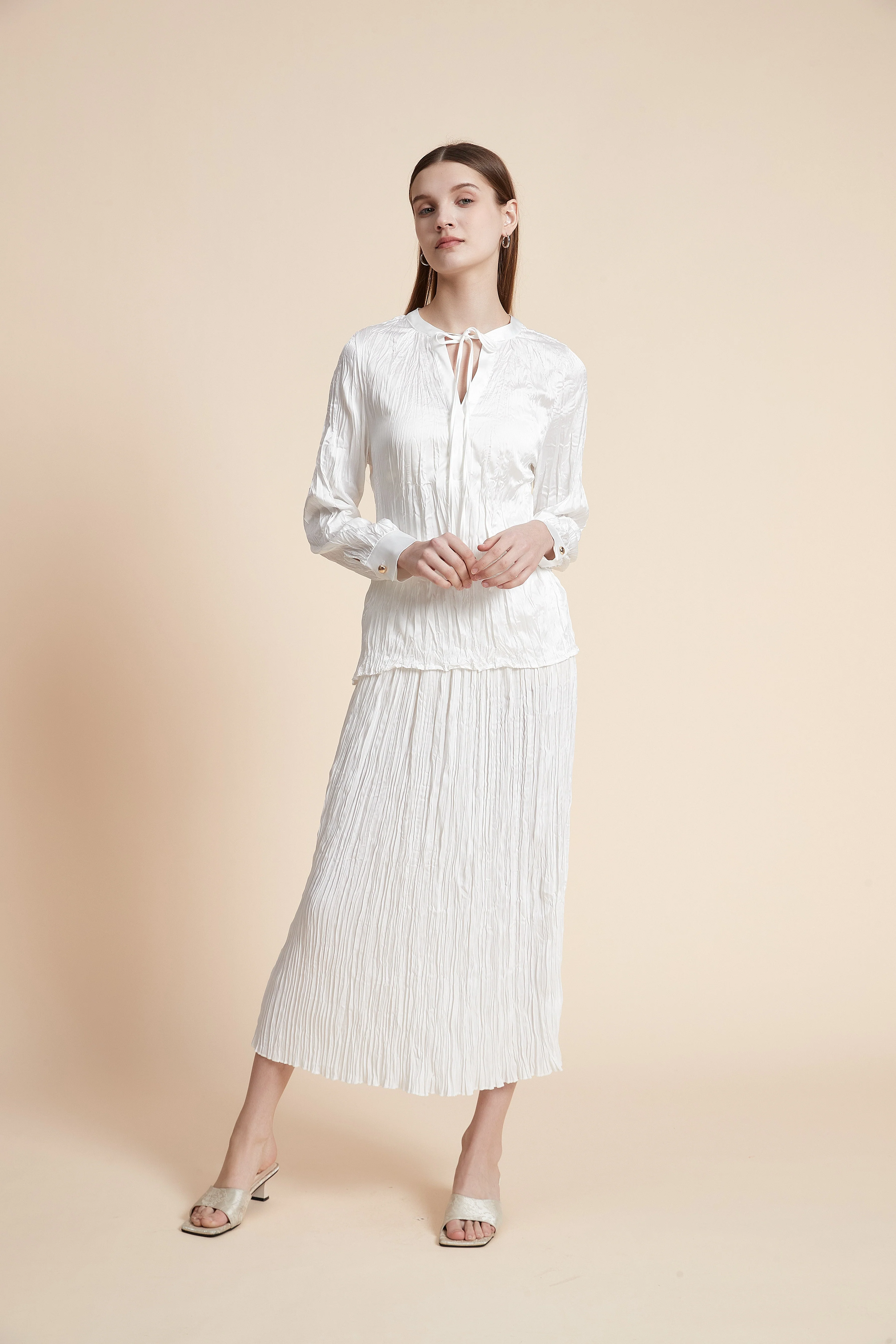 Plain Ruffled Midi Skirt - Straight Cut - Image 11