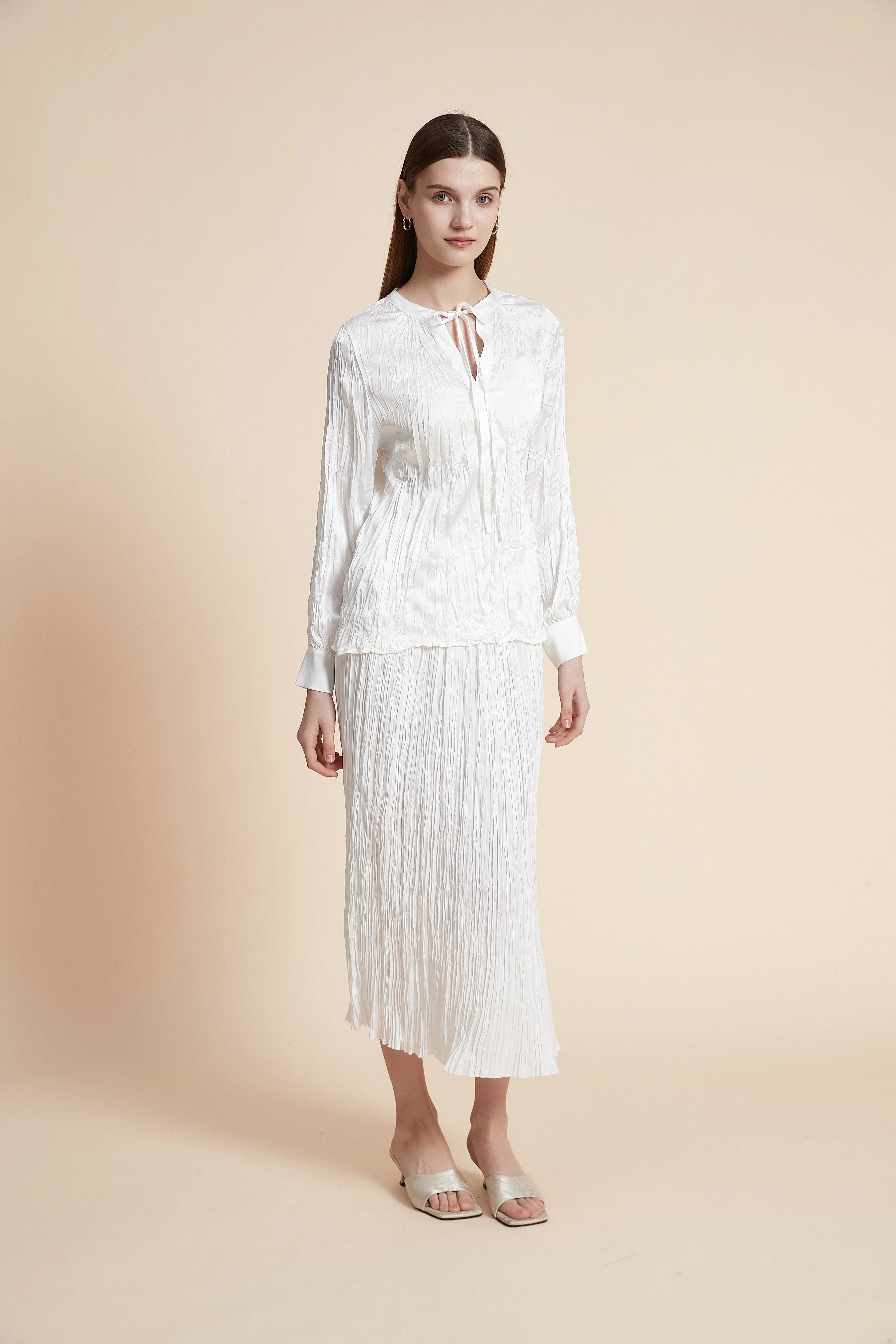 Plain Ruffled Midi Skirt - Straight Cut - Image 12