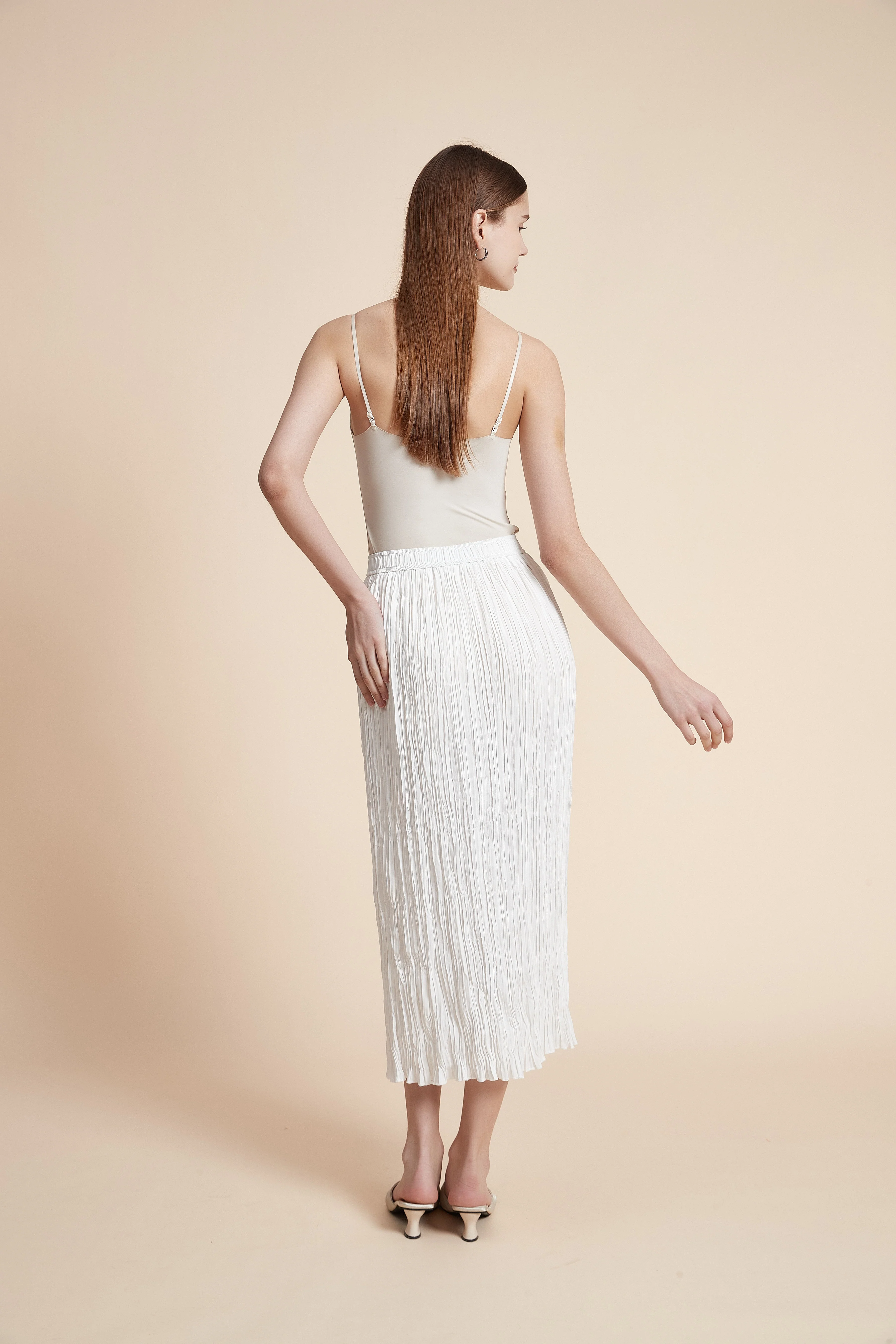 Plain Ruffled Midi Skirt - Straight Cut - Image 14