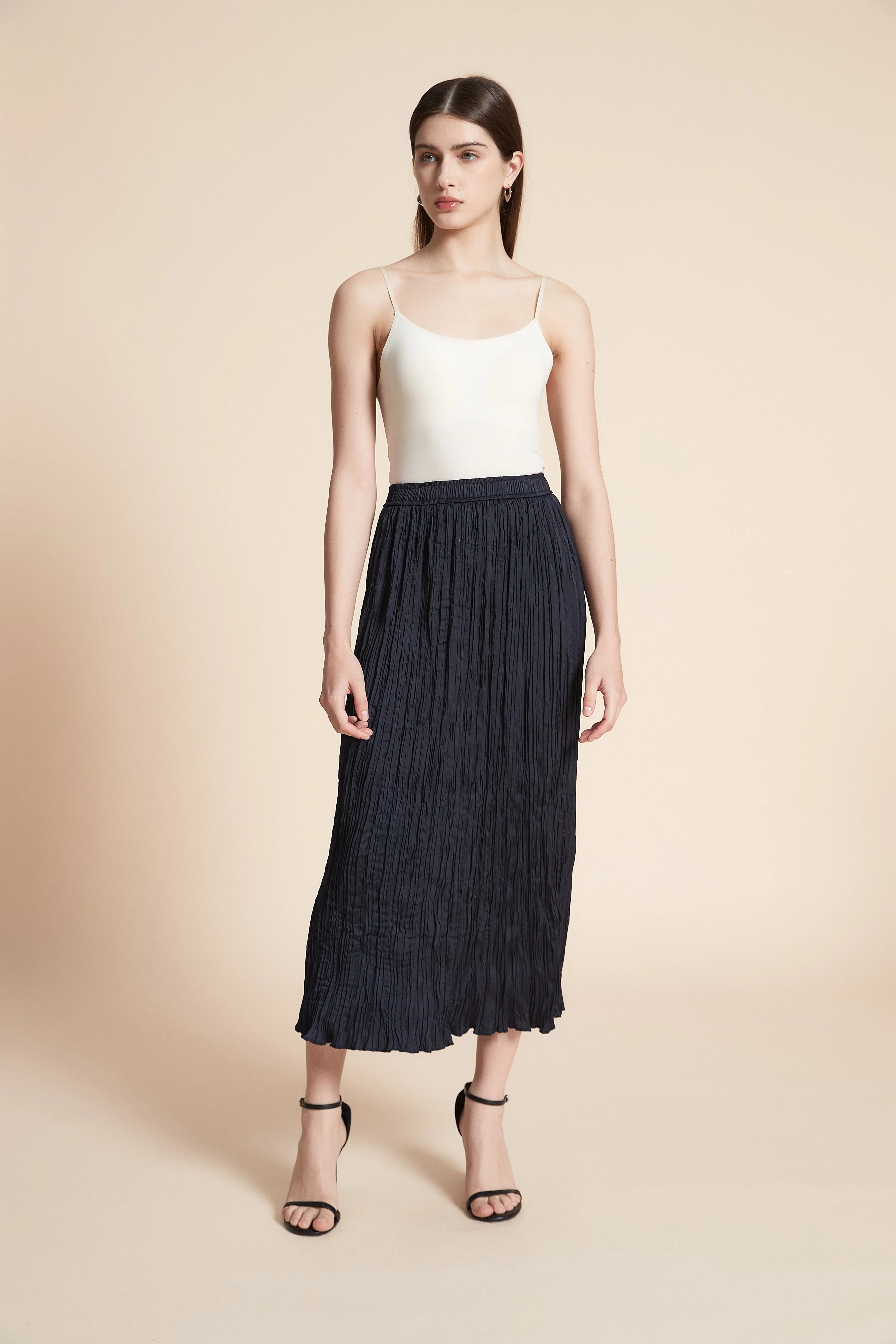 Plain Ruffled Midi Skirt - Straight Cut - Image 3