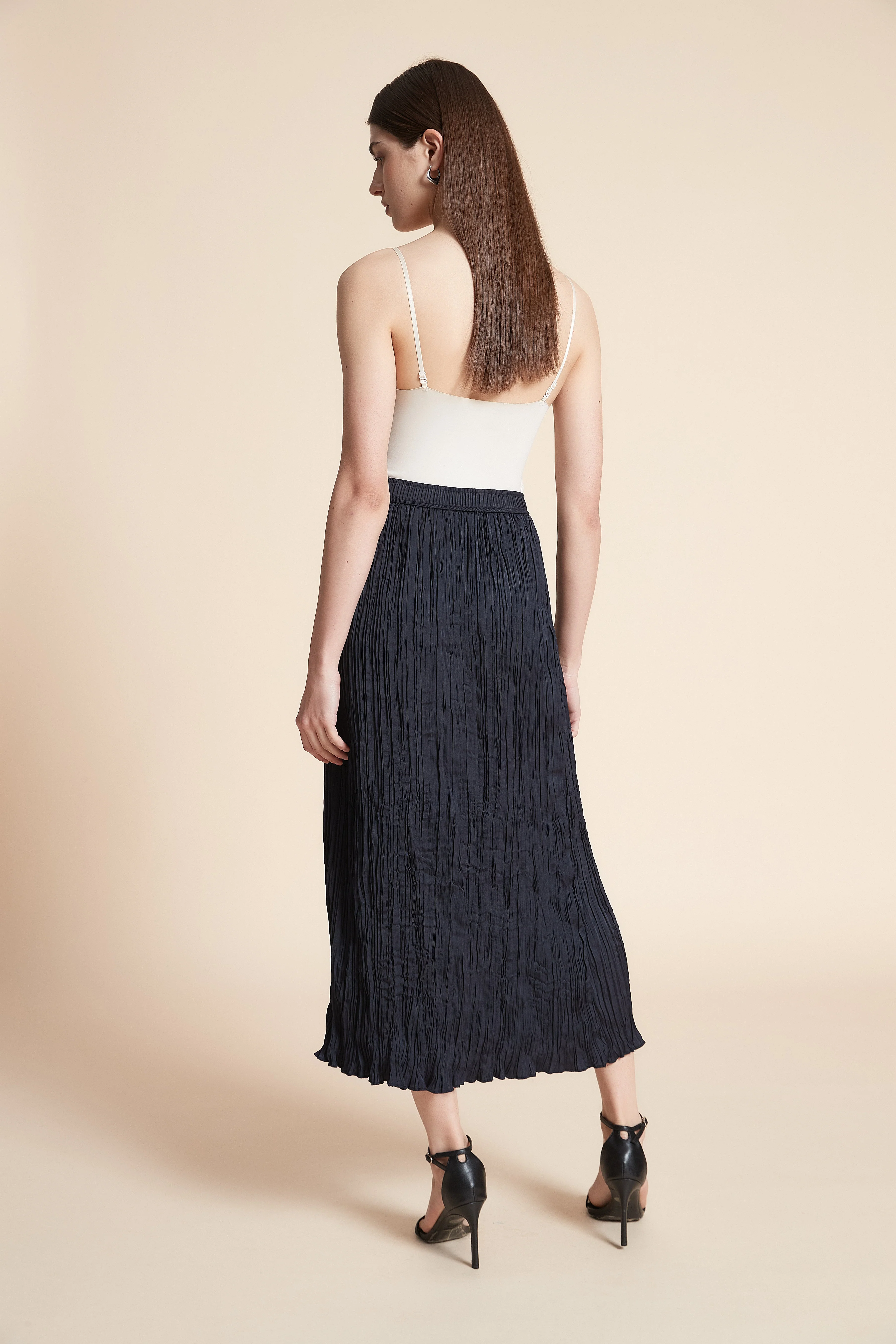 Plain Ruffled Midi Skirt - Straight Cut - Image 7
