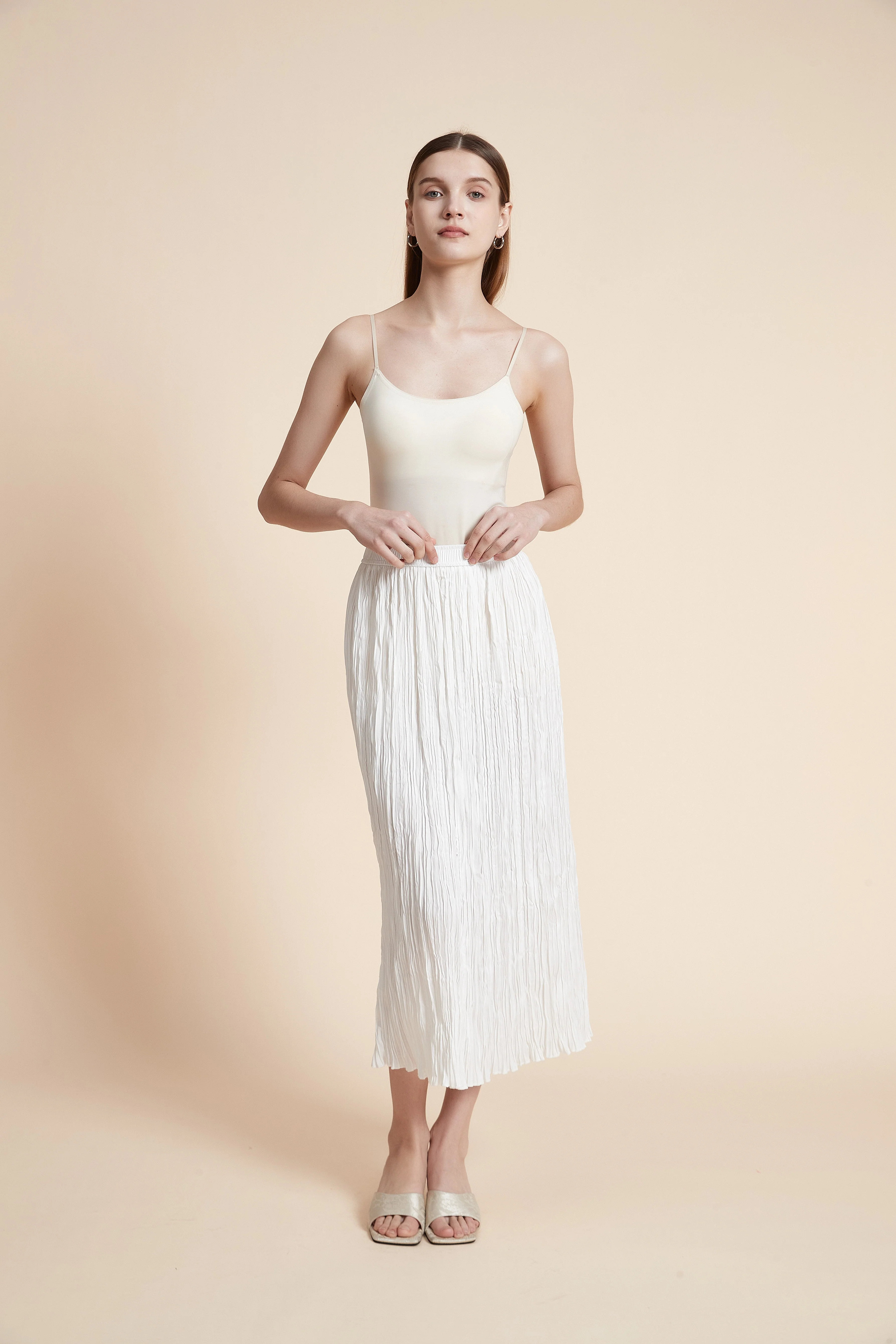 Plain Ruffled Midi Skirt - Straight Cut - Image 8